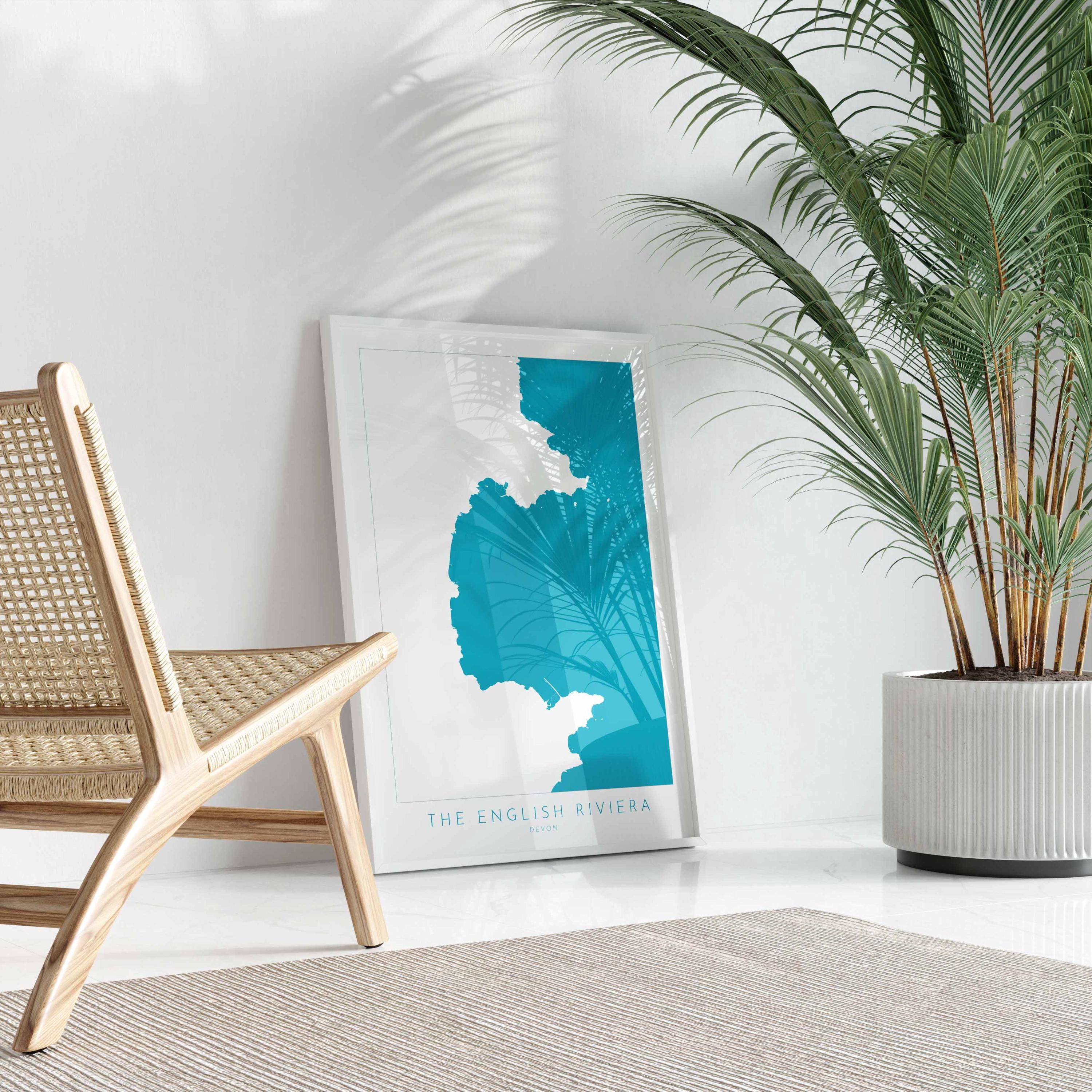 The English Riviera Print - Devon Map, Torbay Poster, Torquay Travel Print, Paignton Print, Brixham, Devon Coast, South Devon