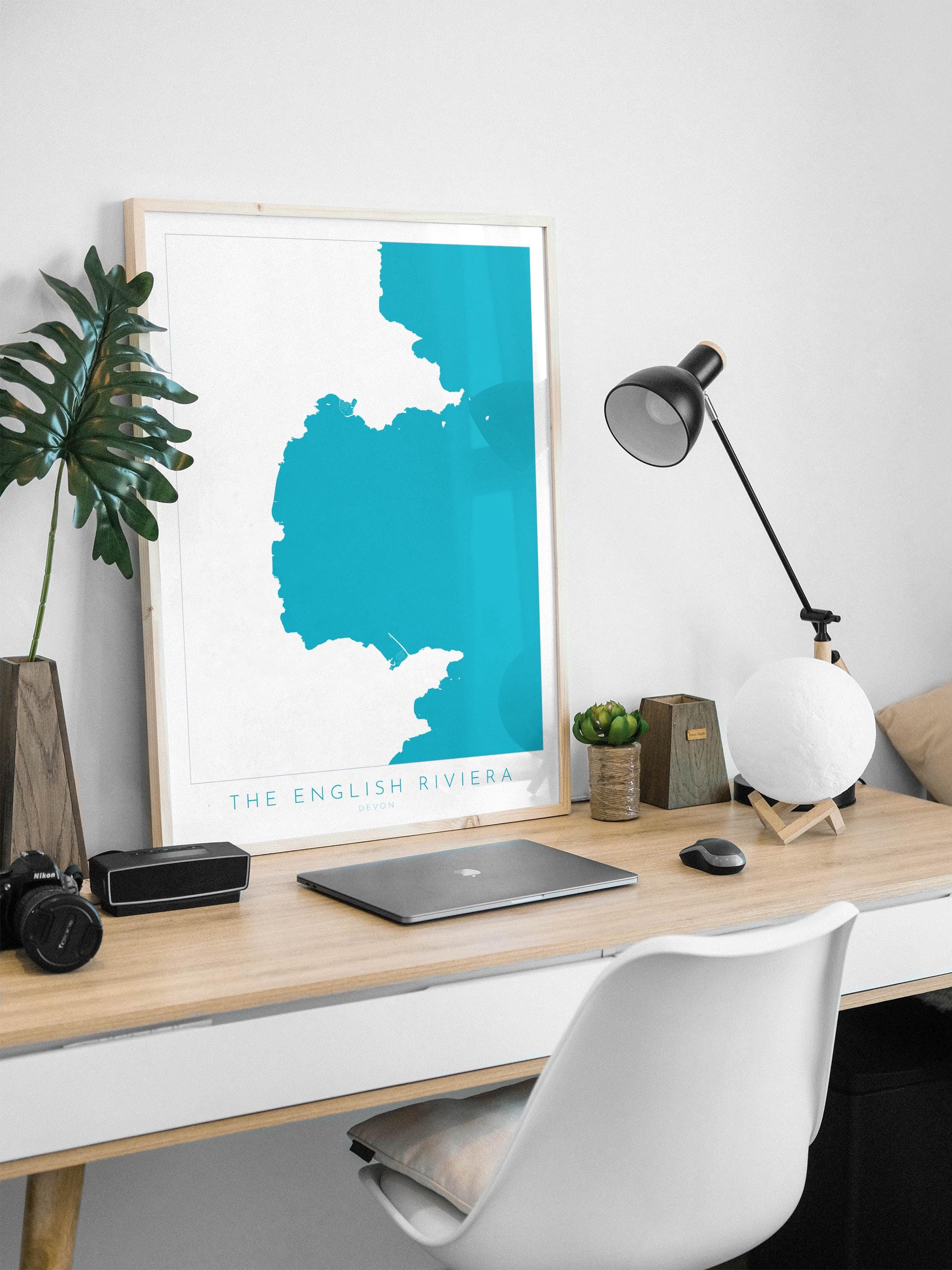 The English Riviera Print - Devon Map, Torbay Poster, Torquay Travel Print, Paignton Print, Brixham, Devon Coast, South Devon