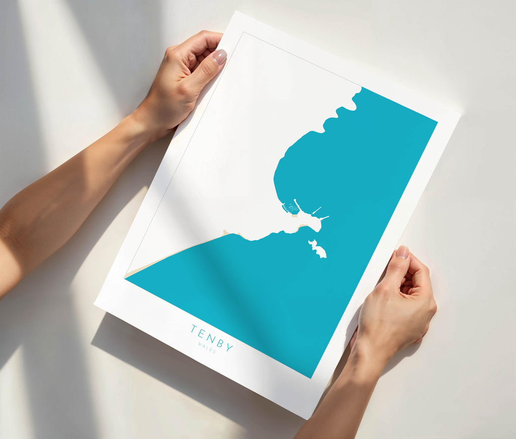 Tenby Map Print - Tenby Beach Art, Wales Map Art, Tenby Wales Travel Poster, Pembrokeshire Coast, A1, A2, A3, A4, Tenby Gift, Wales Art UK