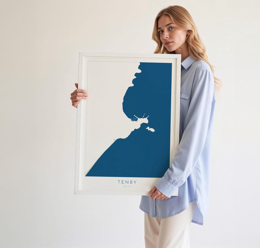 Tenby Map Print - Tenby Beach Art, Wales Map Art, Tenby Wales Travel Poster, Pembrokeshire Coast, A1, A2, A3, A4, Tenby Gift, Wales Art UK