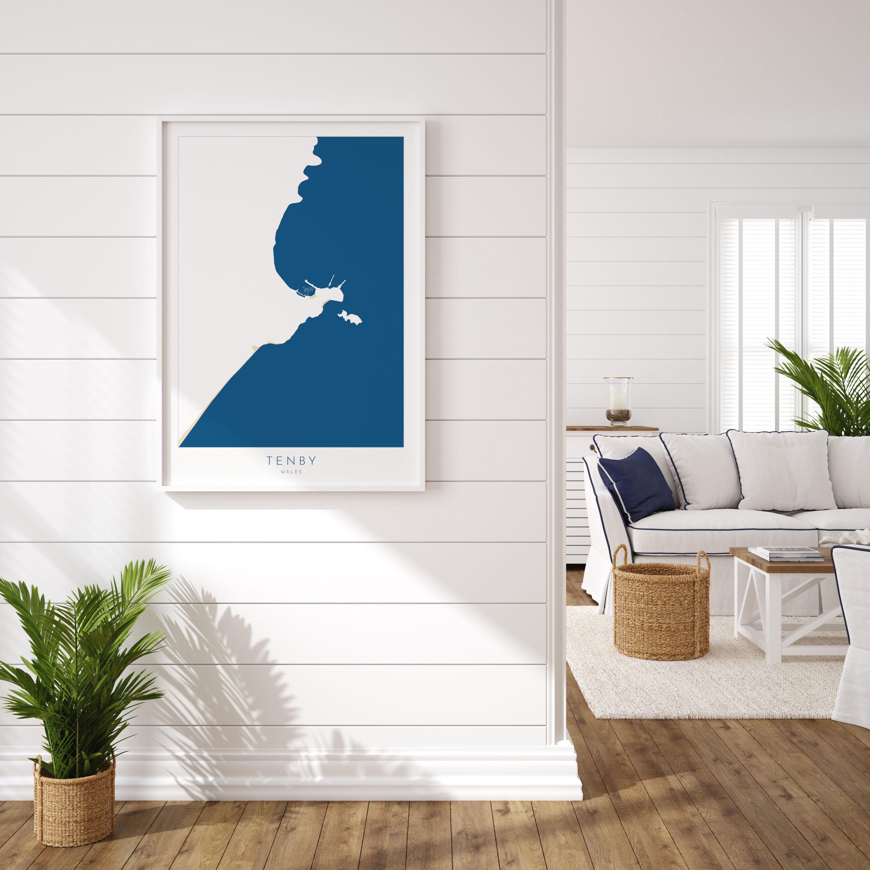 Tenby Map Print - Tenby Beach Art, Wales Map Art, Tenby Wales Travel Poster, Pembrokeshire Coast, A1, A2, A3, A4, Tenby Gift, Wales Art UK