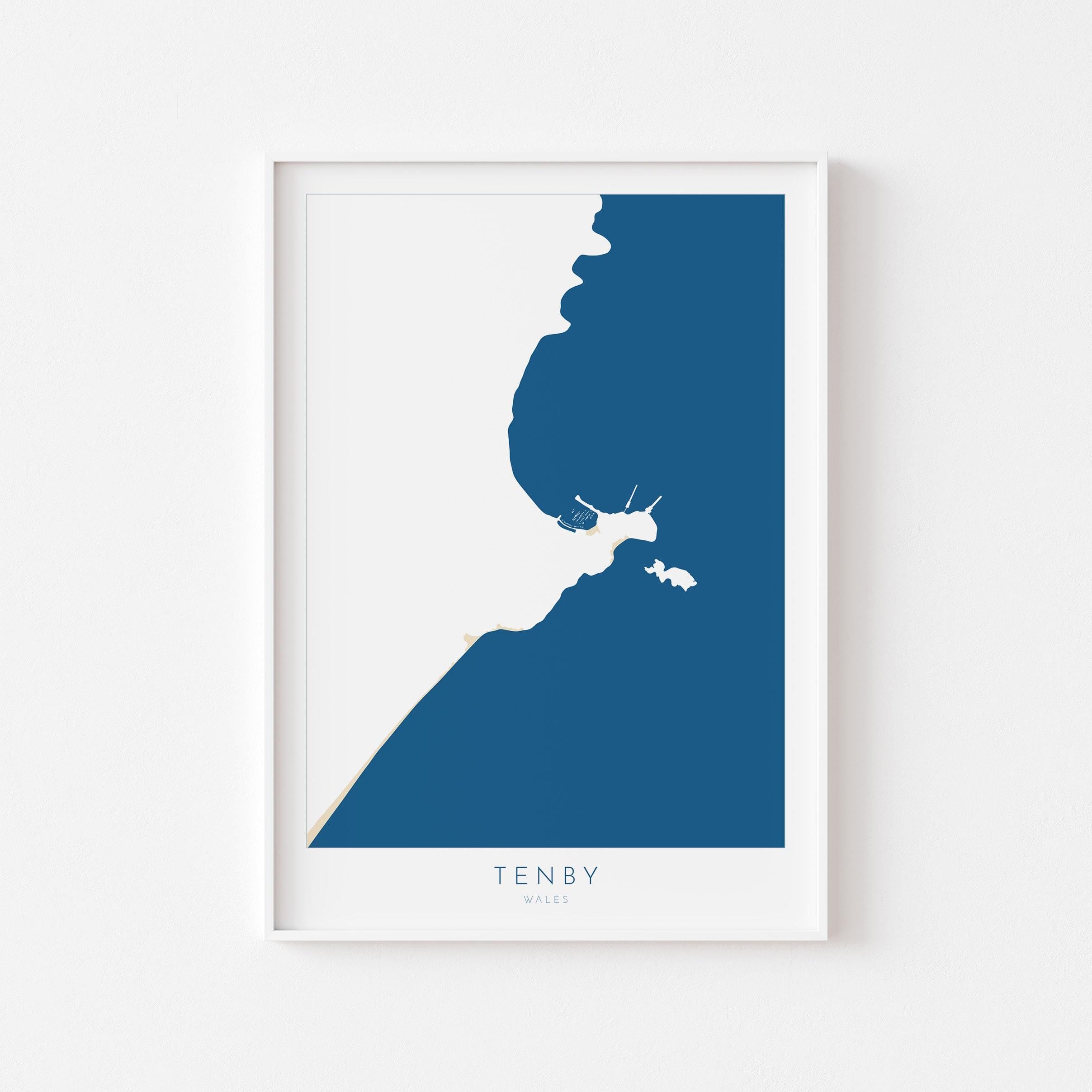 Tenby Map Print - Tenby Beach Art, Wales Map Art, Tenby Wales Travel Poster, Pembrokeshire Coast, A1, A2, A3, A4, Tenby Gift, Wales Art UK