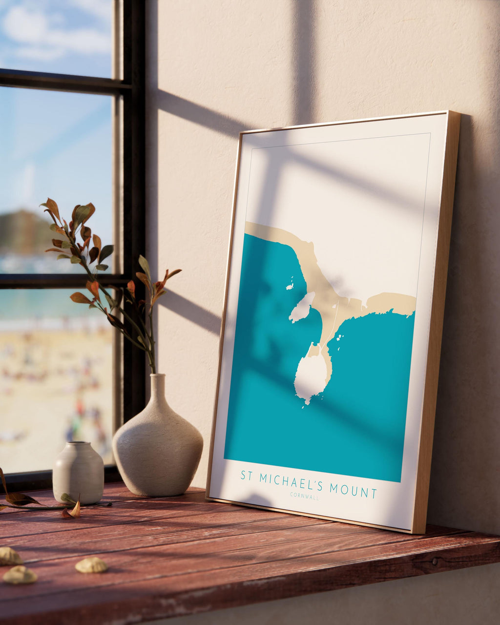 St Michael's Mount Print - Cornwall Map, Marazion Travel Print, Penzance Map, Cornwall Art, Mount's Bay, Cornish Coast Print