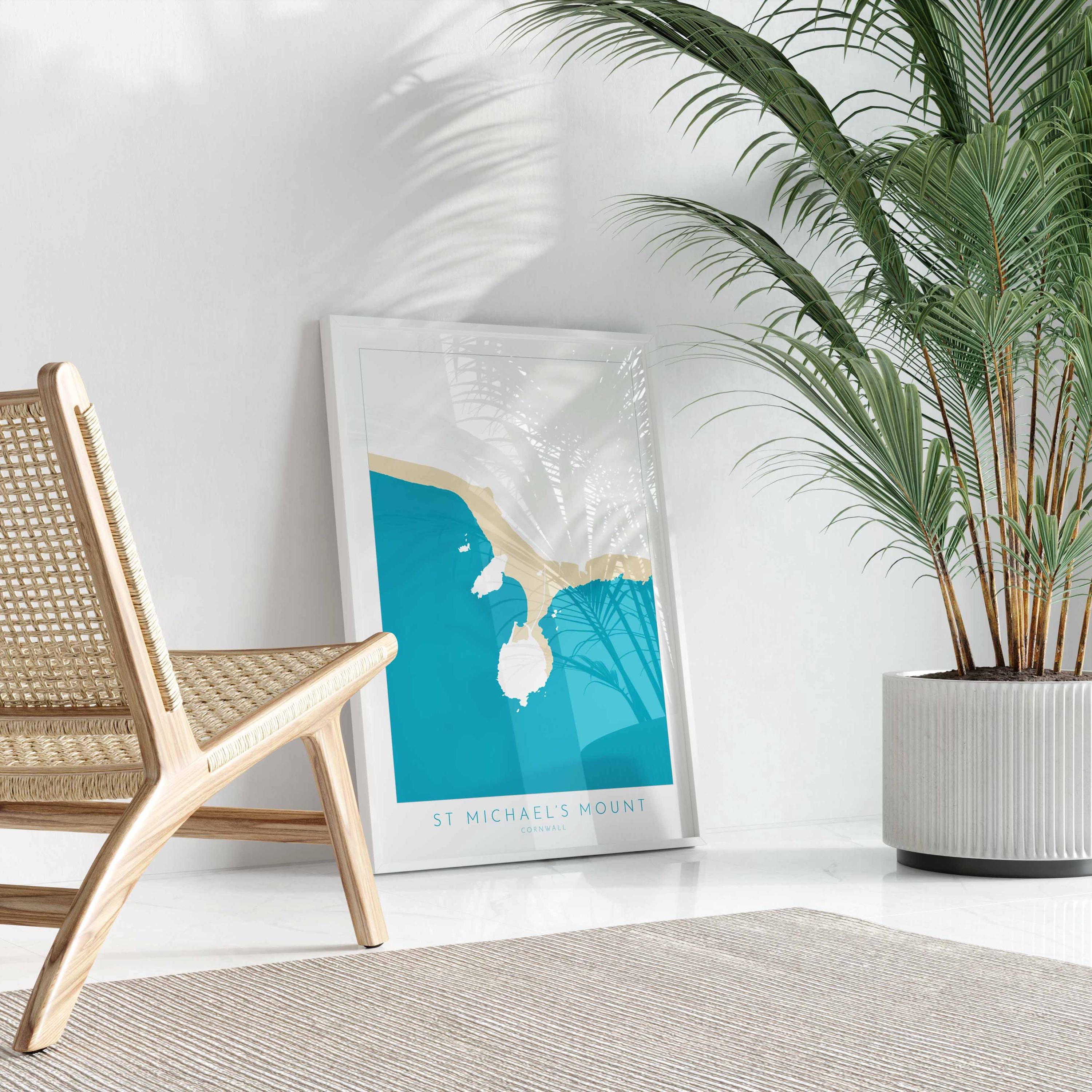 St Michael's Mount Print - Cornwall Map, Marazion Travel Print, Penzance Map, Cornwall Art, Mount's Bay, Cornish Coast Print