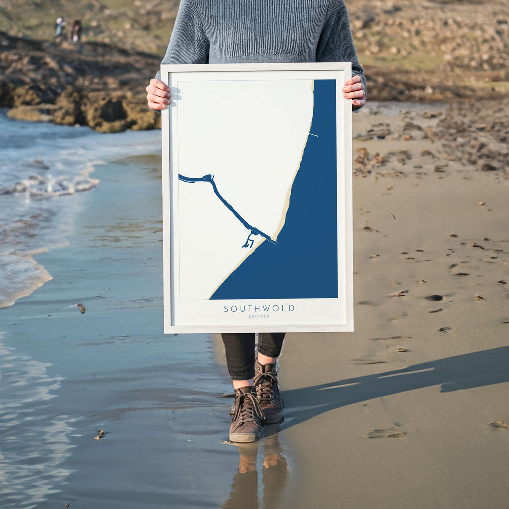 Southwold Art - Suffolk Map, Southwold Map Art, Suffolk Coast, Suffolk Travel Print, River Blyth