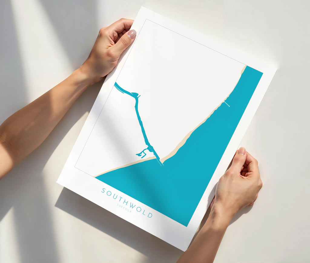 Southwold Art - Suffolk Map, Southwold Map Art, Suffolk Coast, Suffolk Travel Print, River Blyth