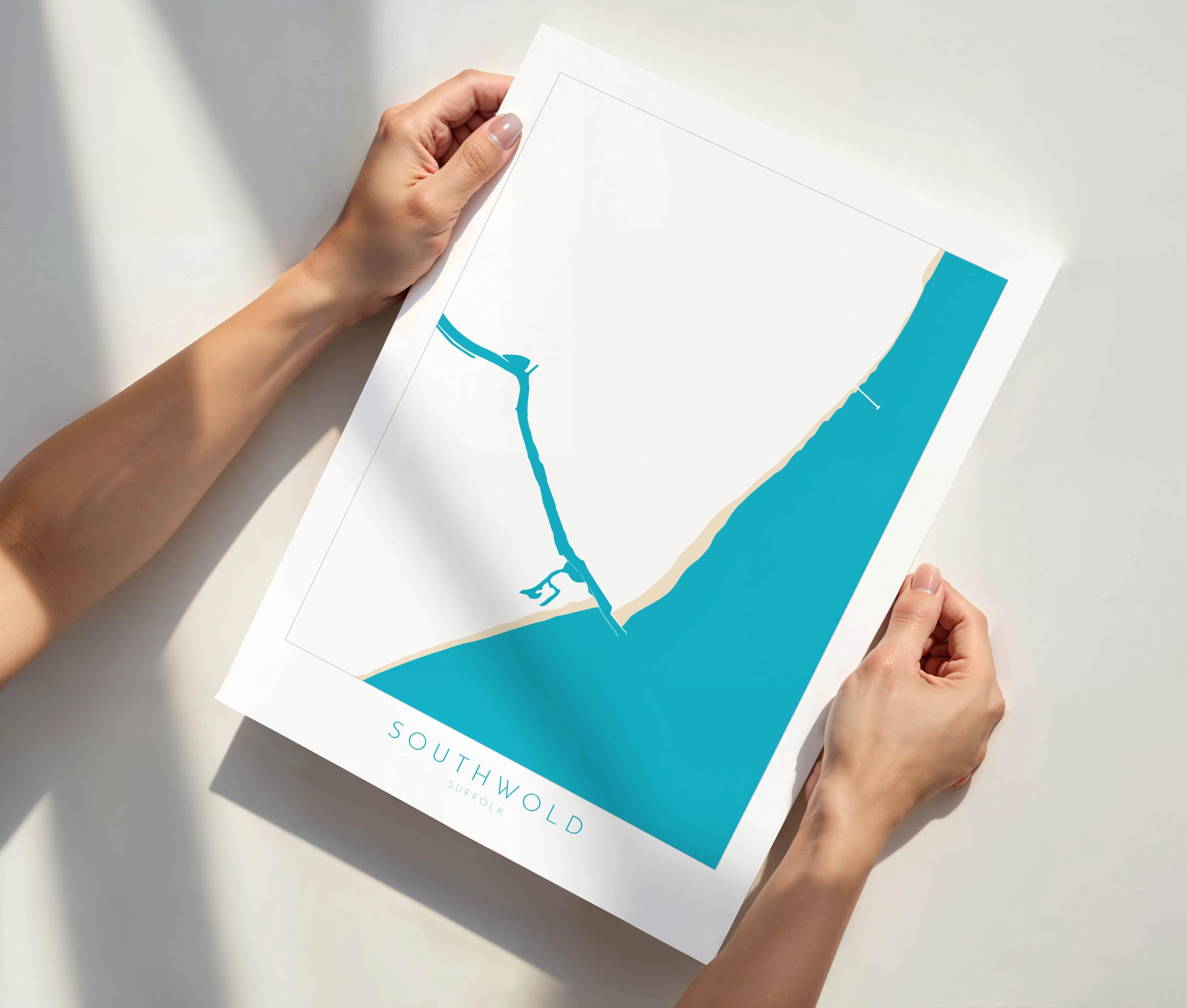 Southwold Art - Suffolk Map, Southwold Map Art, Suffolk Coast, Suffolk Travel Print, River Blyth