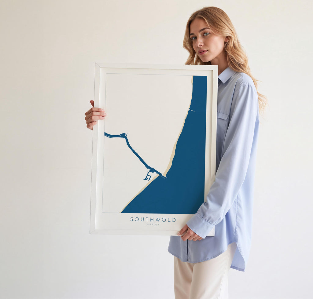 Southwold Art - Suffolk Map, Southwold Map Art, Suffolk Coast, Suffolk Travel Print, River Blyth