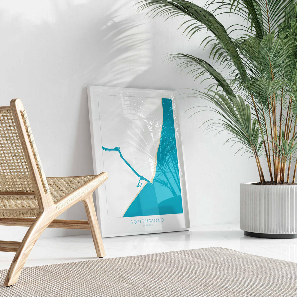 Southwold Art - Suffolk Map, Southwold Map Art, Suffolk Coast, Suffolk Travel Print, River Blyth