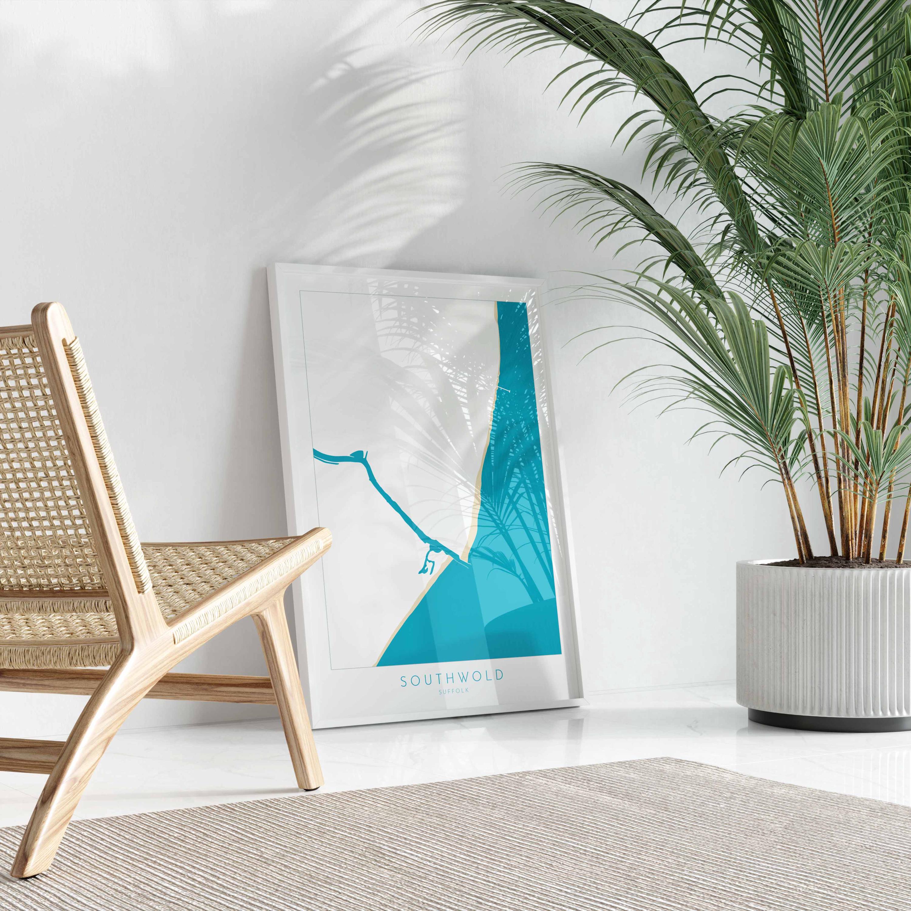 Southwold Art - Suffolk Map, Southwold Map Art, Suffolk Coast, Suffolk Travel Print, River Blyth