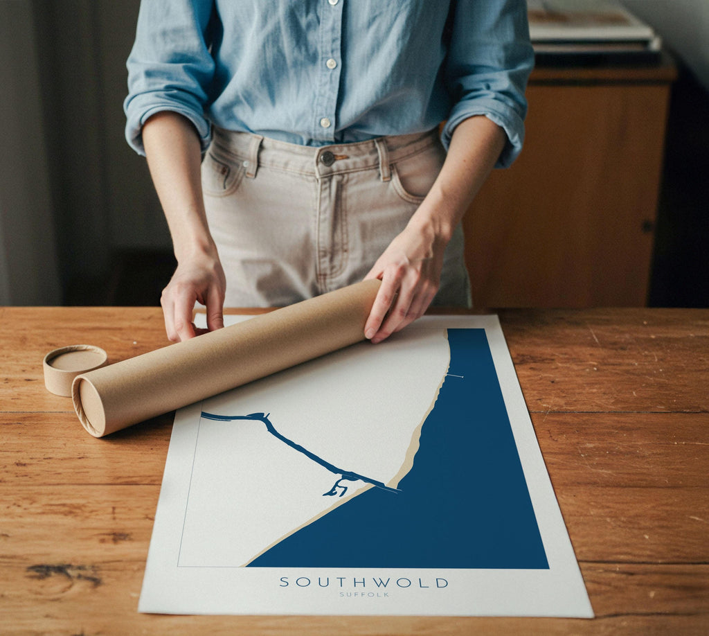 Southwold Art - Suffolk Map, Southwold Map Art, Suffolk Coast, Suffolk Travel Print, River Blyth