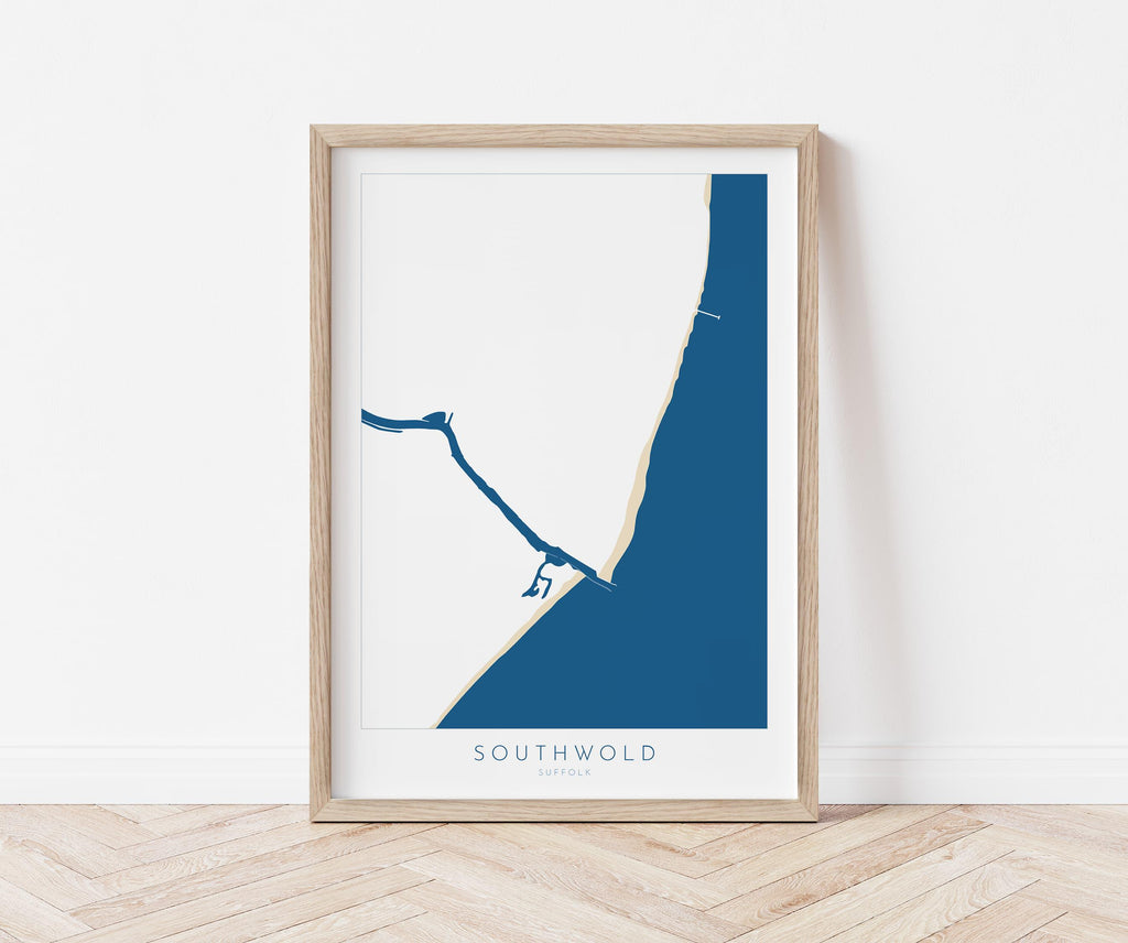 Southwold Art - Suffolk Map, Southwold Map Art, Suffolk Coast, Suffolk Travel Print, River Blyth