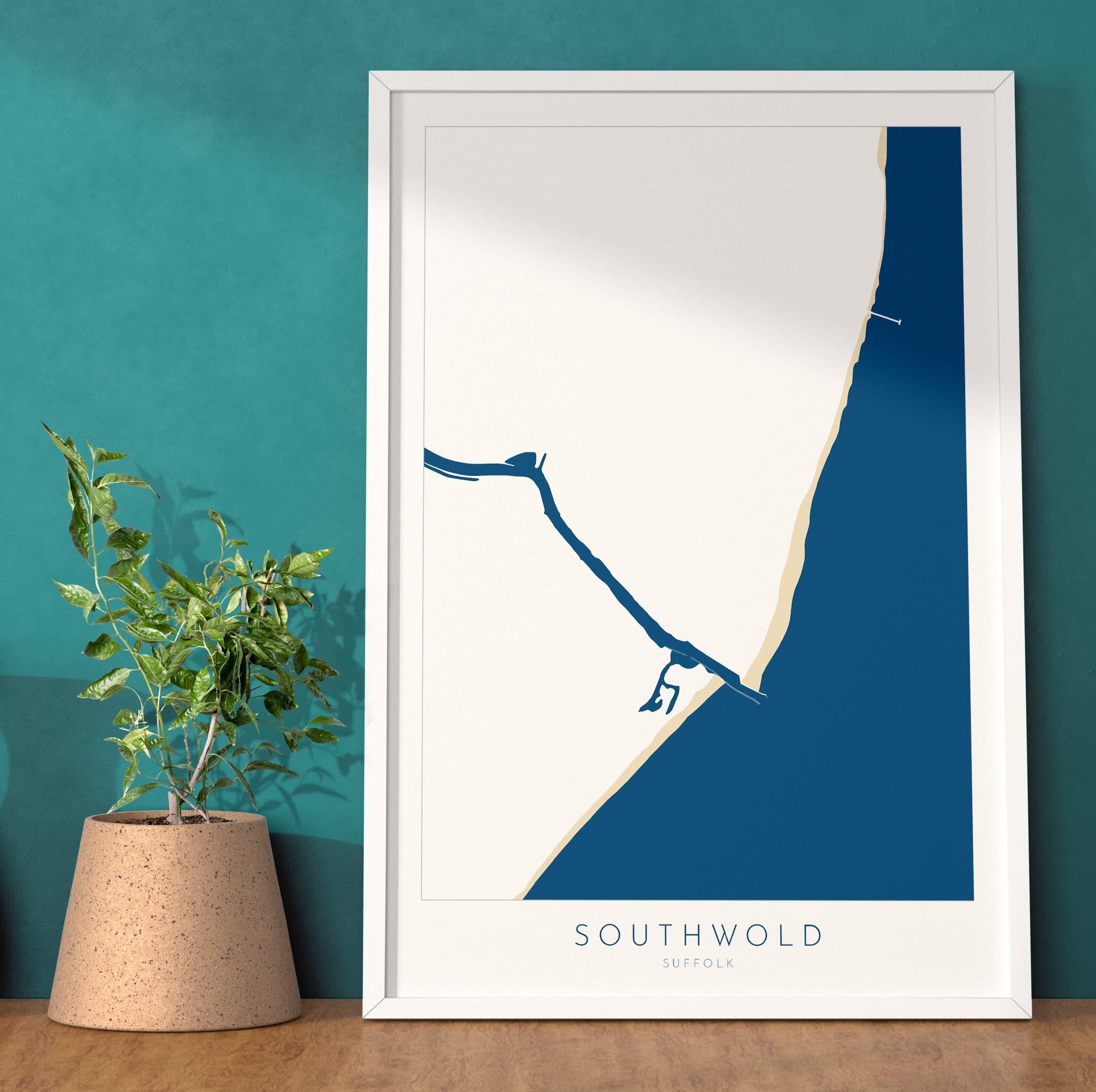 Southwold Art - Suffolk Map, Southwold Map Art, Suffolk Coast, Suffolk Travel Print, River Blyth