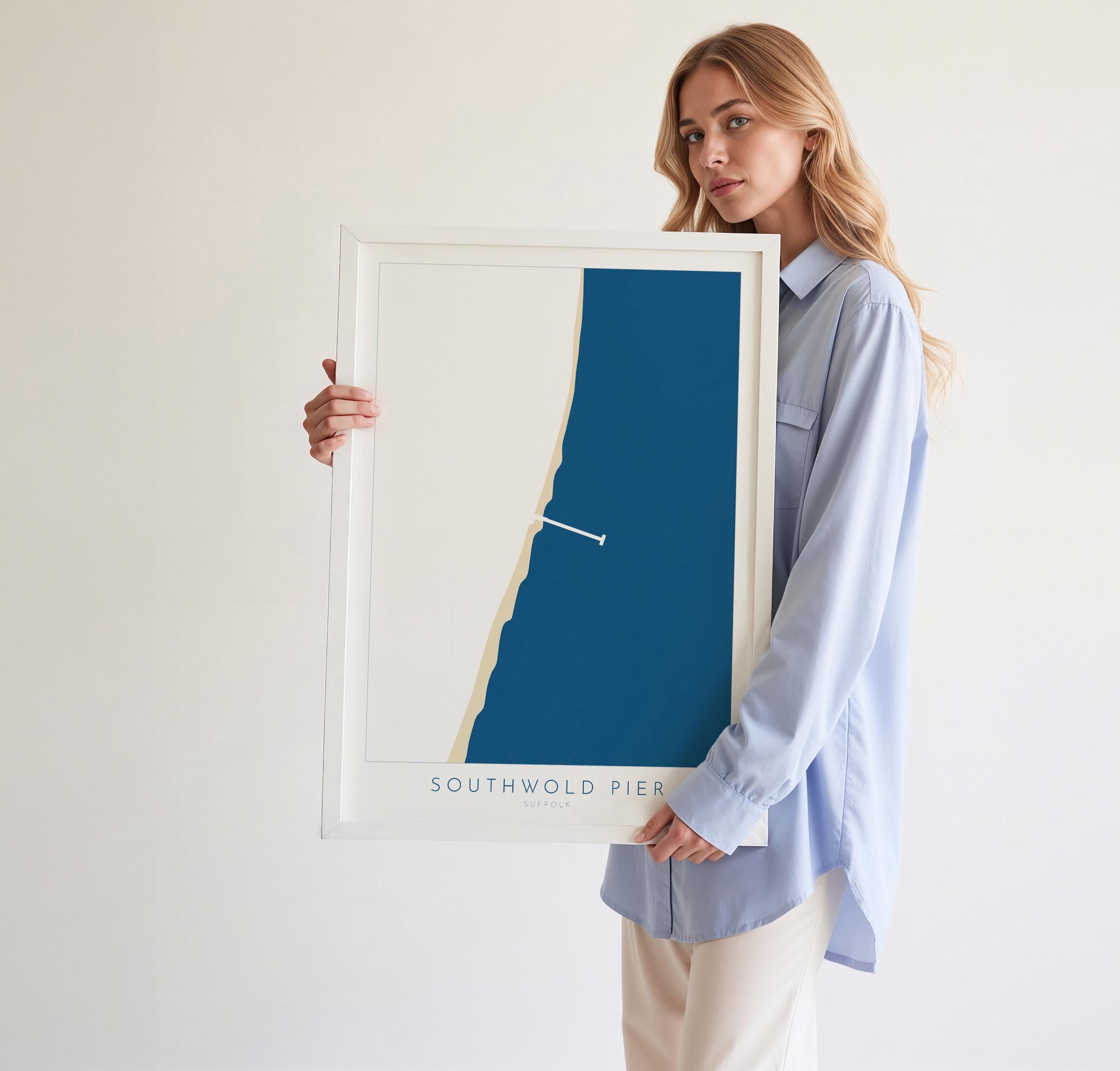 Southwold Beach Art - Suffolk Map, Southwold Map Art, Suffolk Coast, Suffolk Travel Print, River Blyth