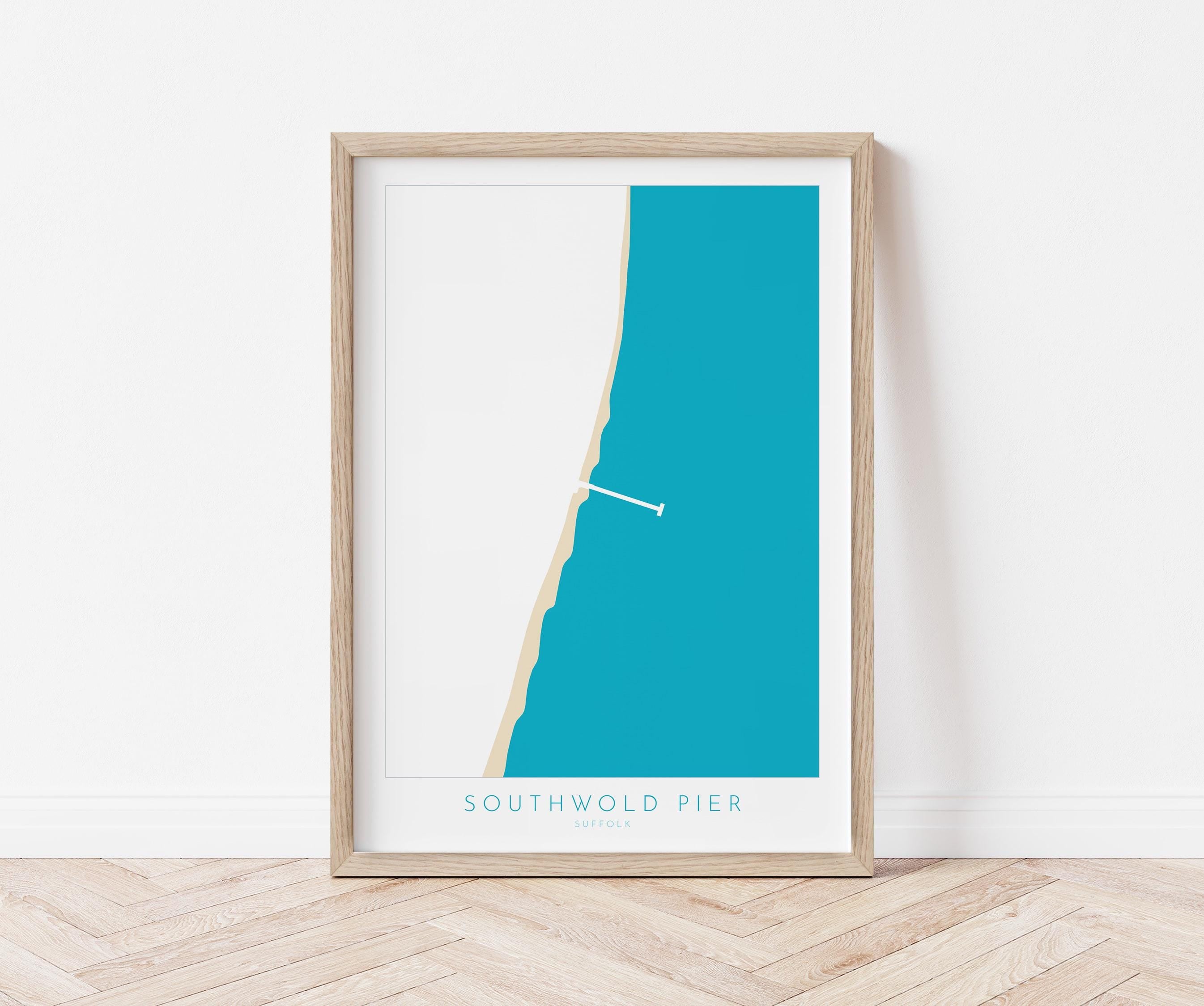 Southwold Beach Art - Suffolk Map, Southwold Map Art, Suffolk Coast, Suffolk Travel Print, River Blyth