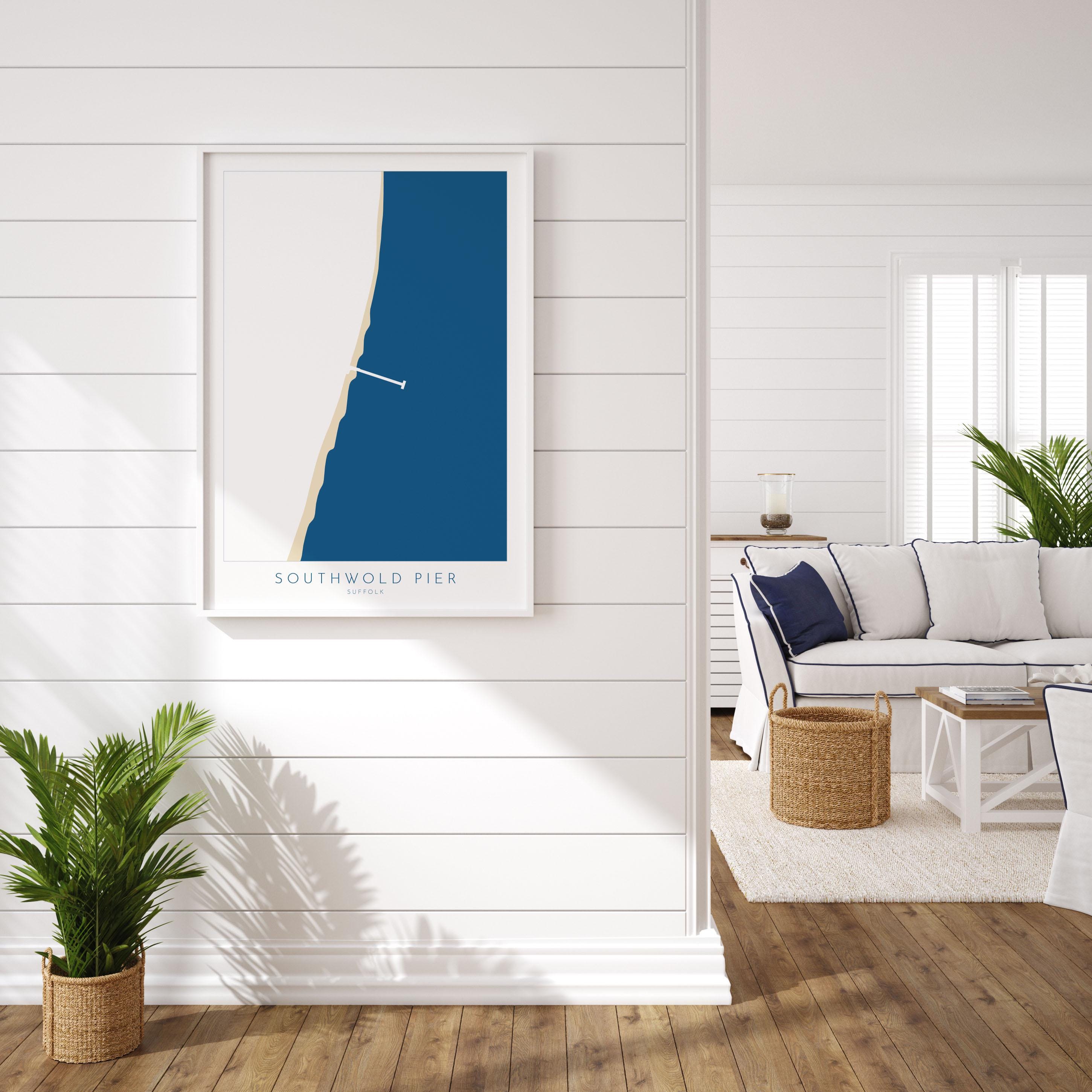 Southwold Beach Art - Suffolk Map, Southwold Map Art, Suffolk Coast, Suffolk Travel Print, River Blyth