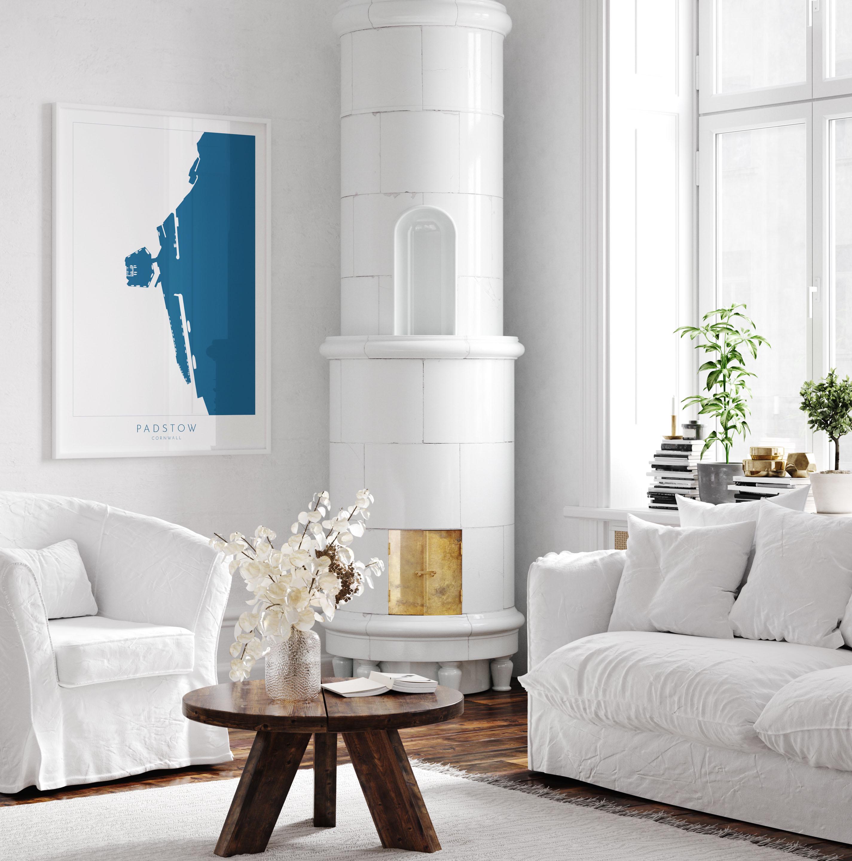 Padstow Print - Cornwall Map, Padstow Map Art, Camel Estuary Art, North Cornwall, Cornish Coast