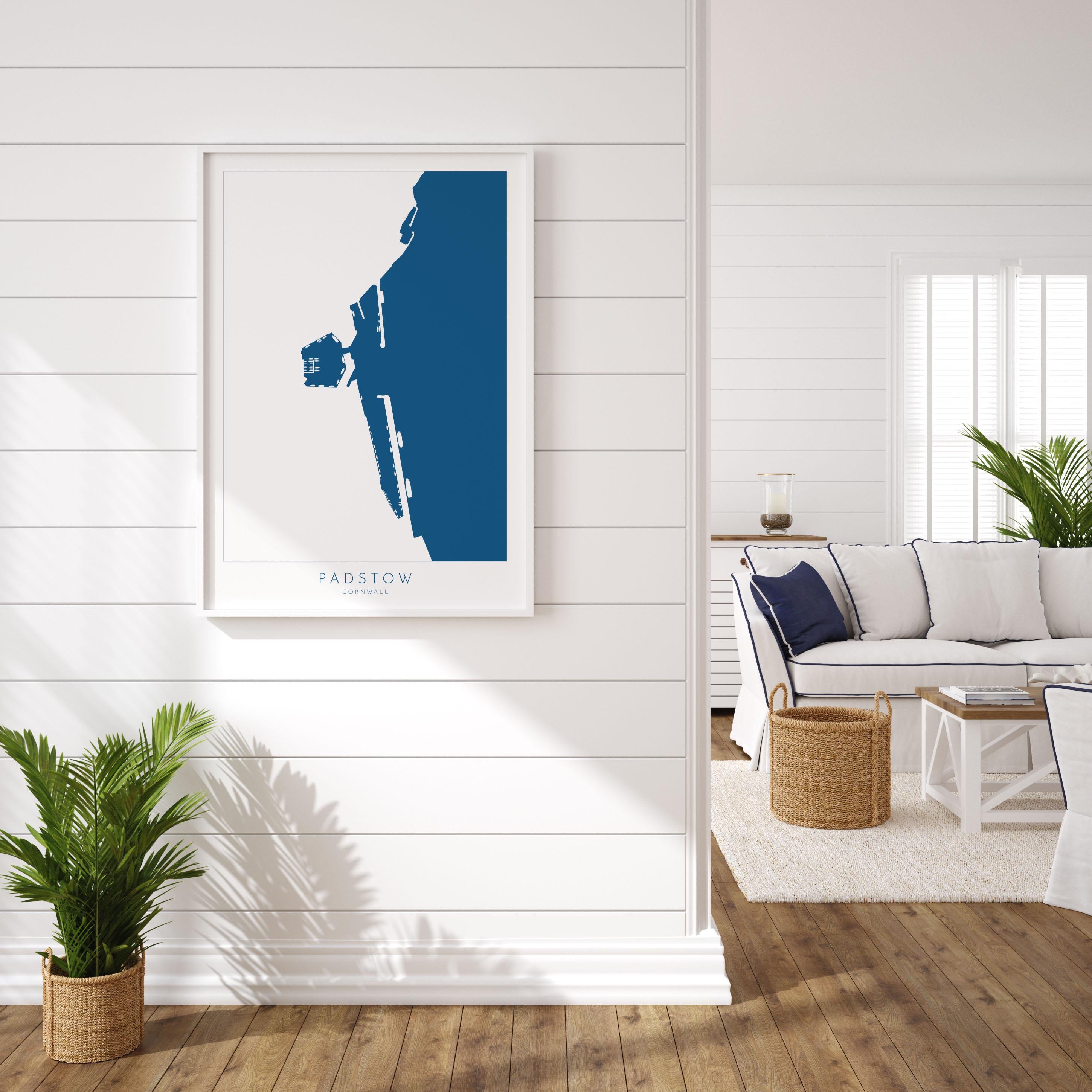 Padstow Print - Cornwall Map, Padstow Map Art, Camel Estuary Art, North Cornwall, Cornish Coast