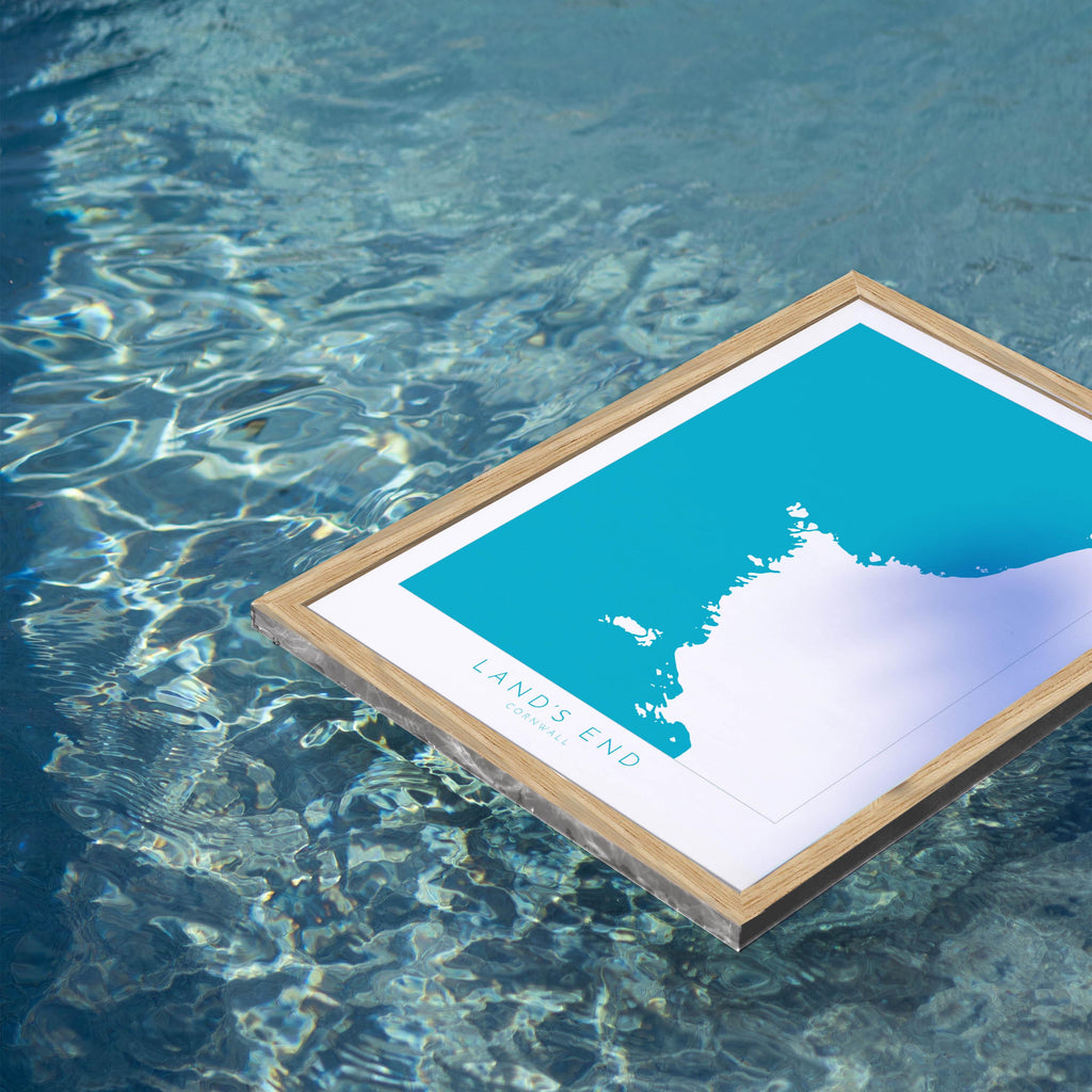 Land's End Print- Cornwall Art, Lands End Map Art, Sennen Art, Cornwall Map, Cornwall Coast, Cornwall Travel Print, Cornwall Art