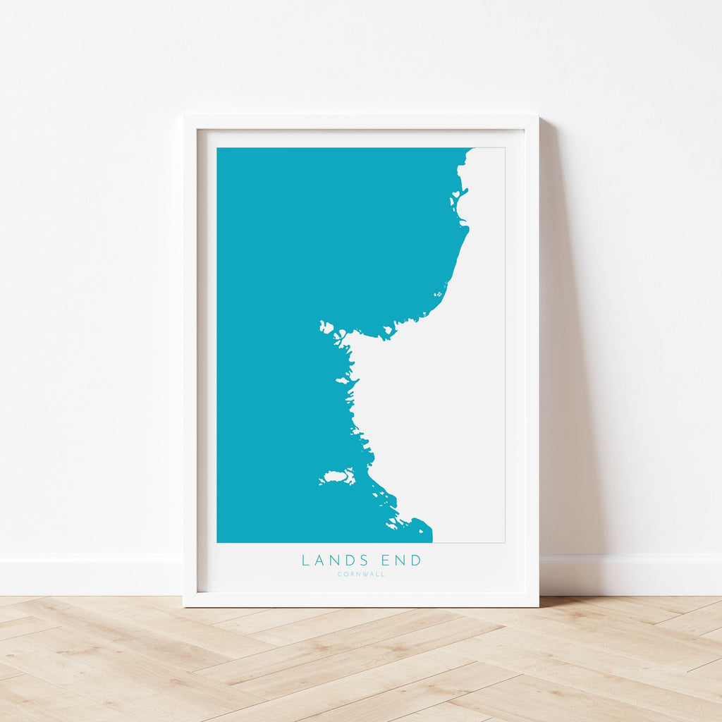 Land's End Print- Cornwall Art, Lands End Map Art, Sennen Art, Cornwall Map, Cornwall Coast, Cornwall Travel Print, Cornwall Art