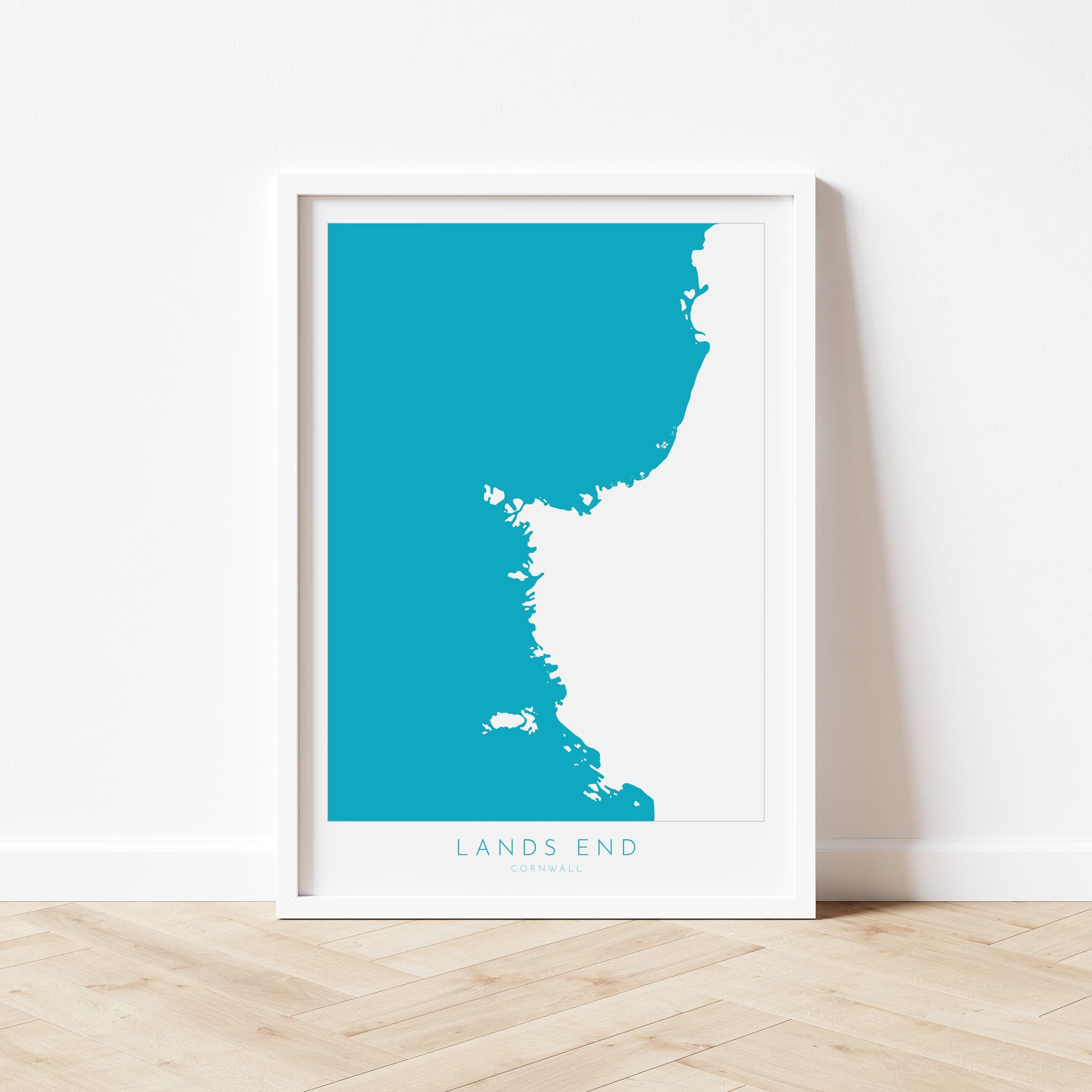 Land's End Print- Cornwall Art, Lands End Map Art, Sennen Art, Cornwall Map, Cornwall Coast, Cornwall Travel Print, Cornwall Art