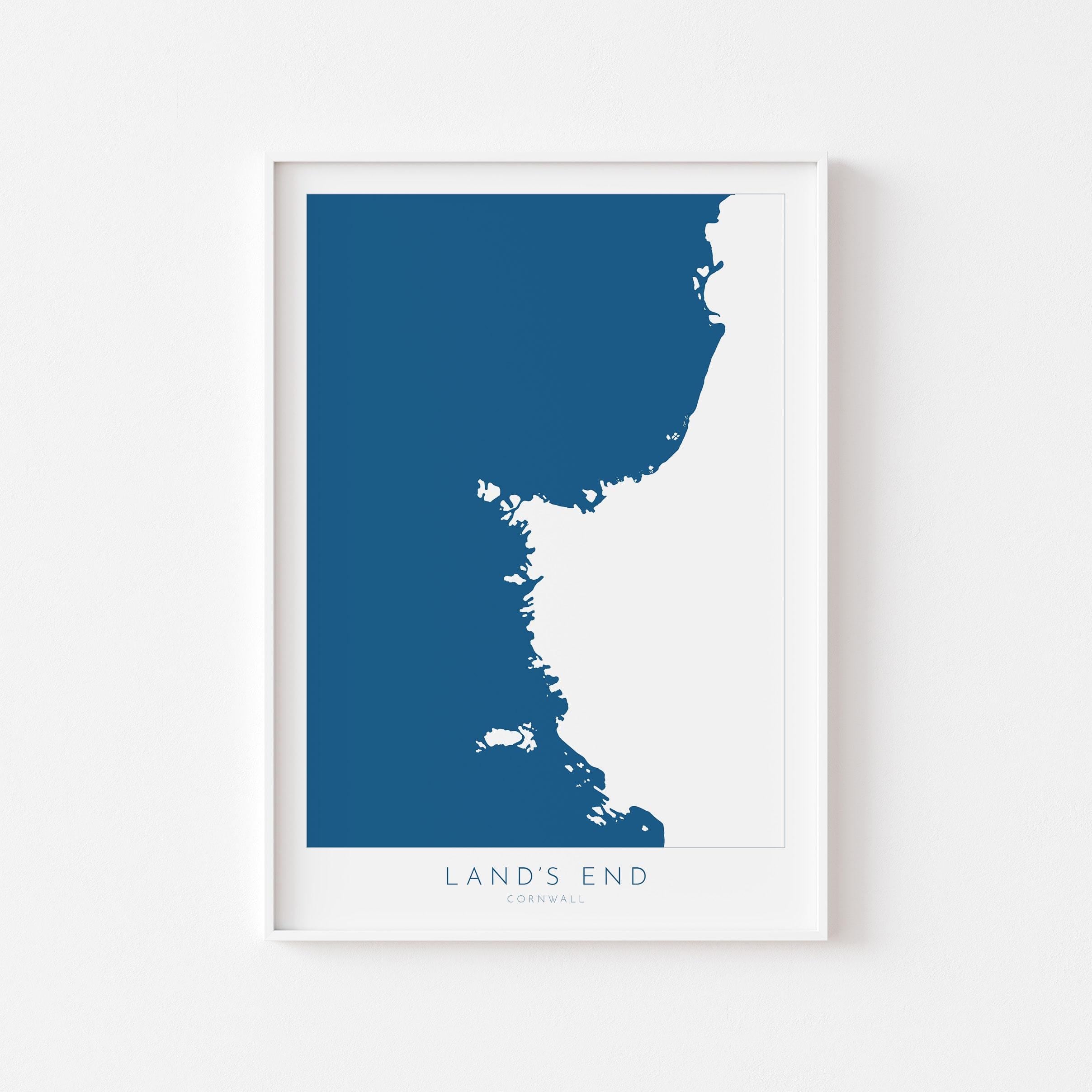 Land's End Print- Cornwall Art, Lands End Map Art, Sennen Art, Cornwall Map, Cornwall Coast, Cornwall Travel Print, Cornwall Art