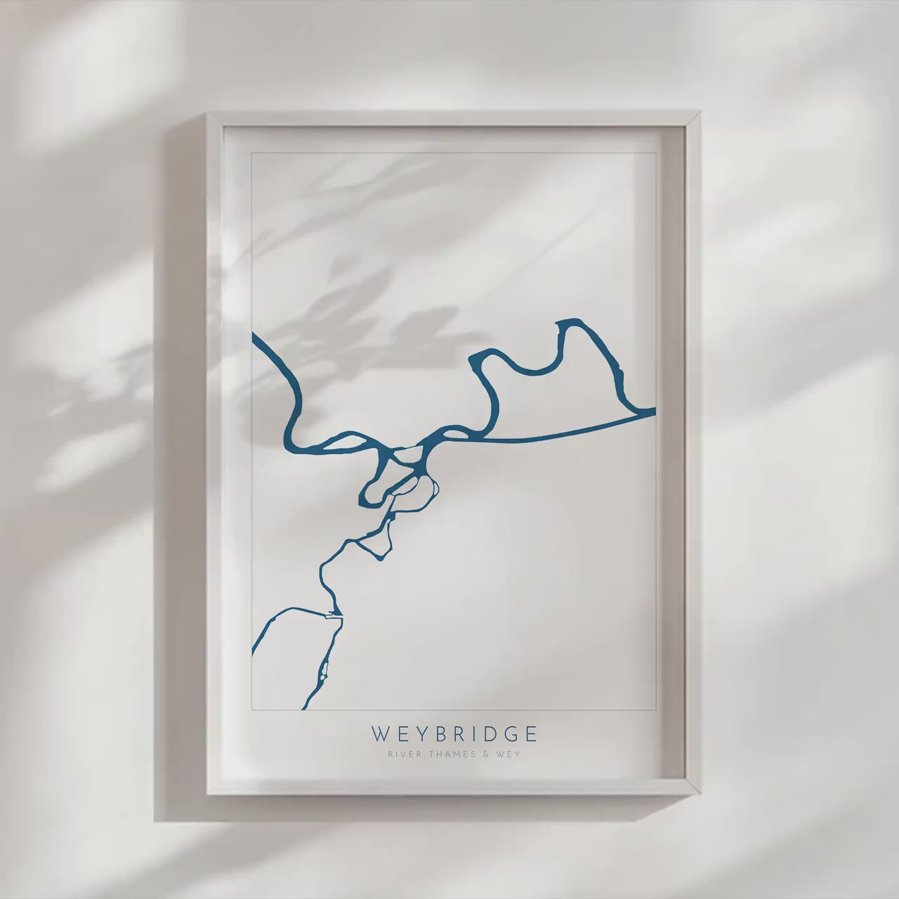 Weybridge Print - River Thames, River Wye, Weybridge Map Poster, River Thames Art, River Thames Map, Desborough Island, Surrey, Shepperton