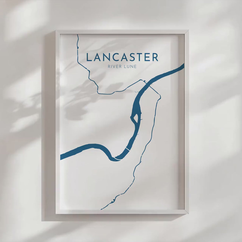 Lancaster Map Art - Lancaster Print, River Lune Map, Lancaster City Art, Lancashire Map, Lancaster Art Print, Nautical Décor, UK Cities