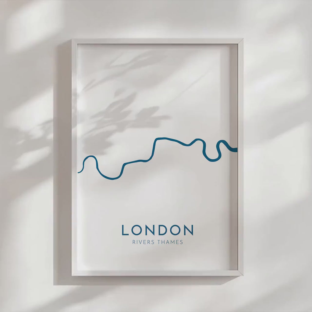 London Map Art - River Thames Map, London Art, London Travel Print, Nautical Décor, City Map Art, UK Cities, River Thames Print