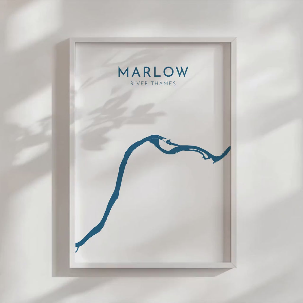 Marlow Map - River Thames Map Art, Marlow Art Print, Buckinghamshire Map, Rowing Art Print, Thames Map, River Map, River Art, UK