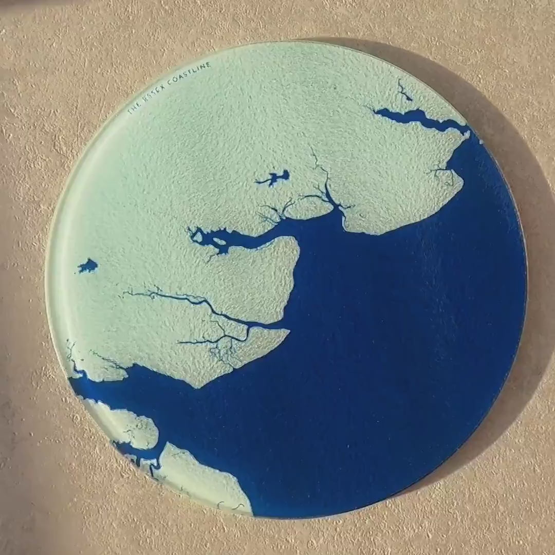 Essex Coast Chopping Board - Essex Map Worktop Saver, Essex Gift,Southend Map, Mersea Island Map Art, Colchester Map, Maldon Map, Thames Map