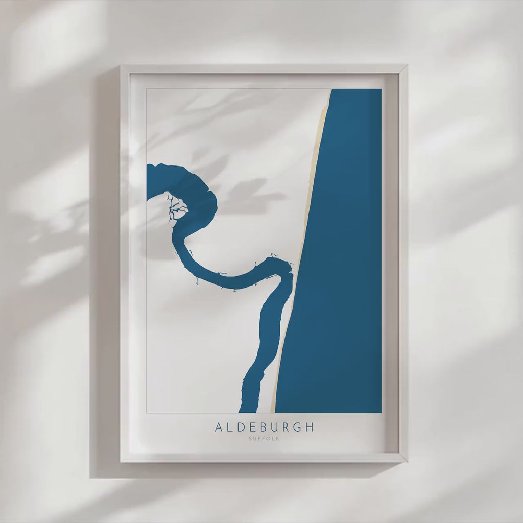 Aldeburgh Map Art - Suffolk Map, River Alde Map, Aldeburgh Print, Suffolk Coast, Suffolk Travel Print, Suffolk Gift, UK Seaside Art