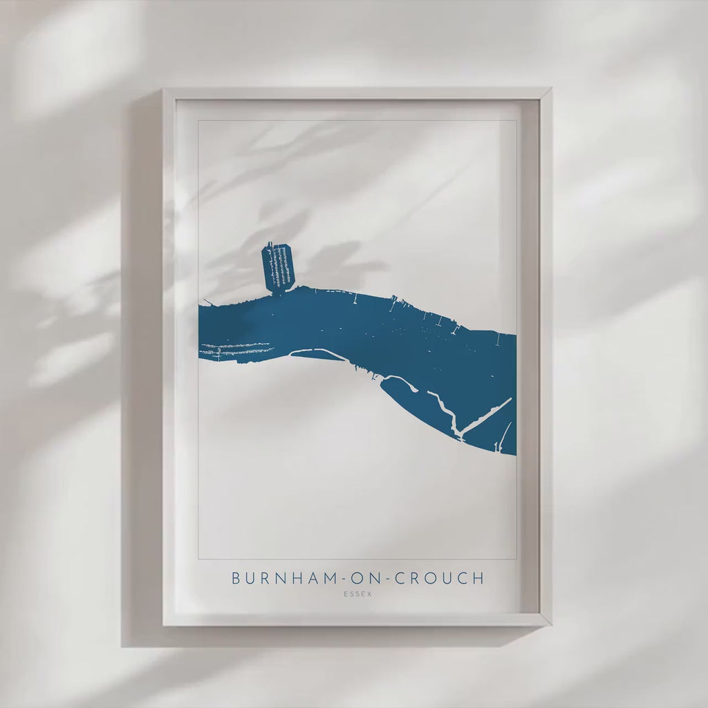 Burnham-on-Crouch Print - Burnham on Crouch Art, Burnham on Crouch Map, Essex Map Art, River Crouch Sailing Map, River Crouch Essex, UK Map