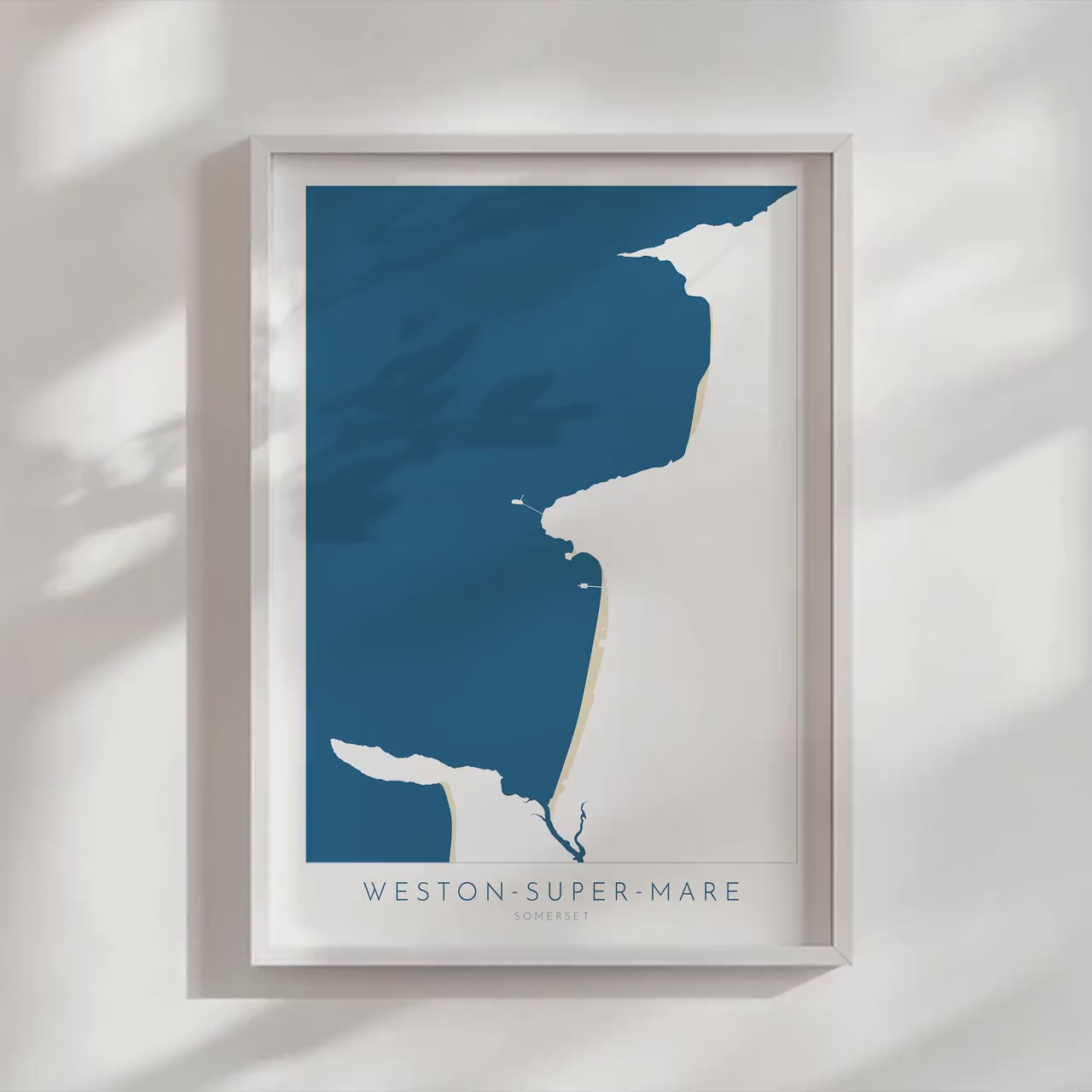 Weston-super-Mare Map Print - Weston Super Mare Beach Art, Somerset Map Art, Somerset Travel Poster, A1, A2, A3, A4, Somerset Gift UK