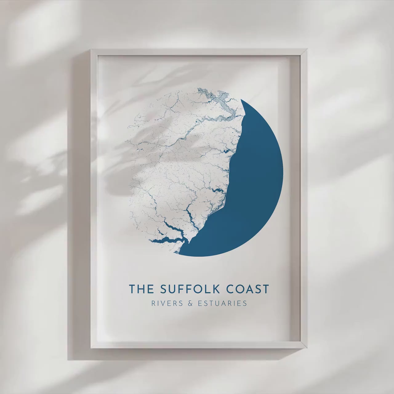 Suffolk Coast Map Art - Suffolk Print, Suffolk Map, Suffolk Coast Art, Suffolk Rivers, UK Rivers Map