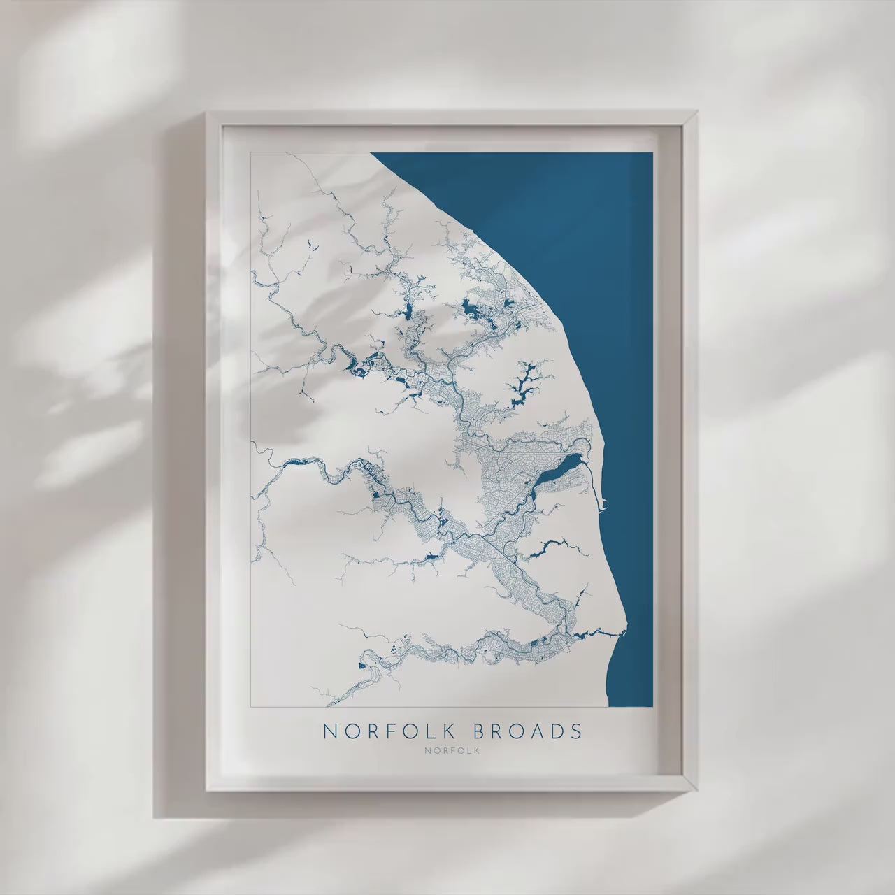 Norfolk Broads Map Art- Norfolk Broads Print, Norfolk Map, Norfolk UK, Map Art, River Art, Norfolk Coast, Norfolk Beaches, Great Yarmouth