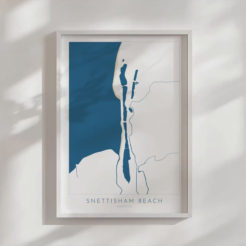 Snettisham Beach Map Art - Norfolk Coast, Norfolk Gift, Snettisham Beach, North Norfolk Map Art, RSPB Snettisham Map, Norfolk Beaches UK