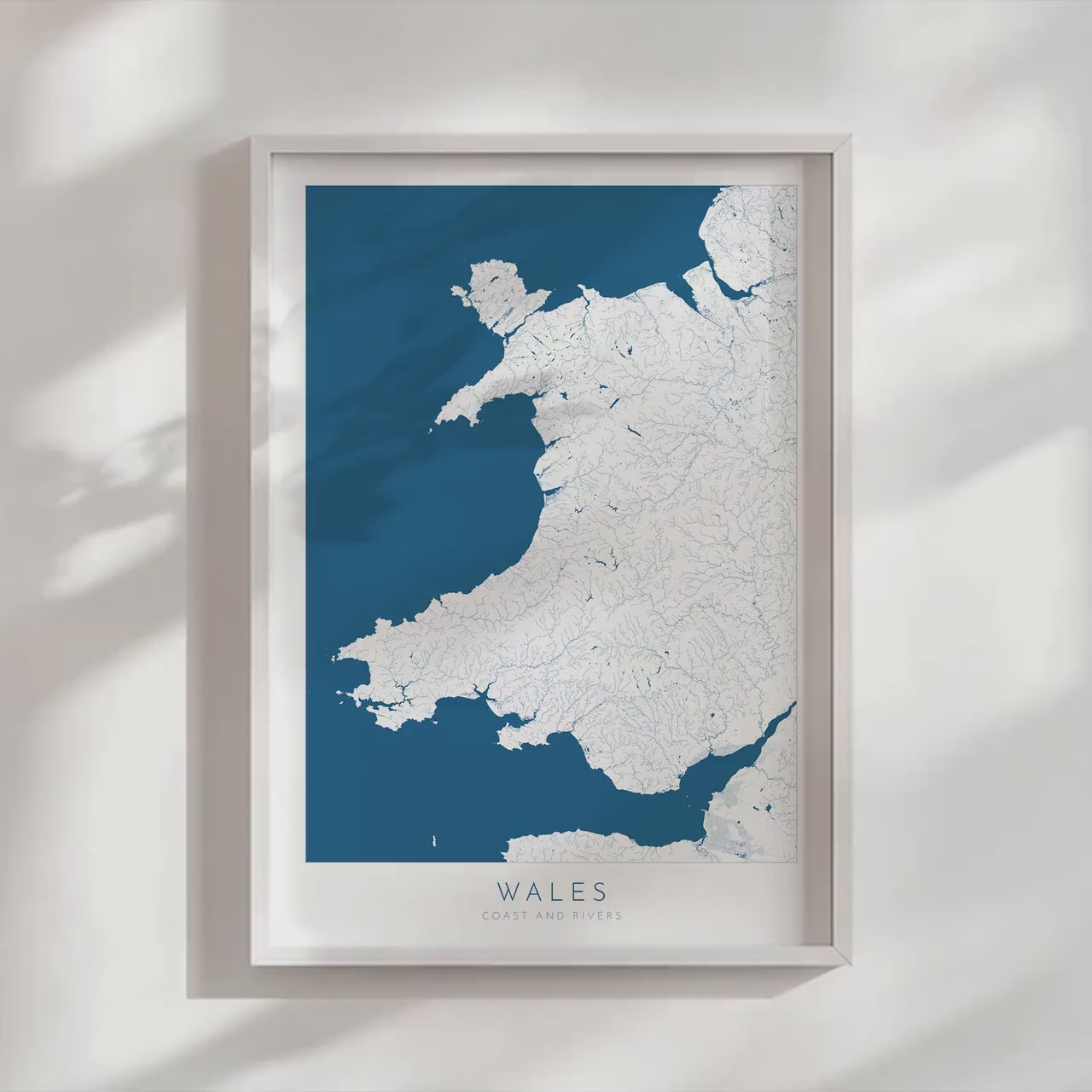 Wales Map Art - Wales Map Print, Wales Coast and Rivers Map, Wales Coastline and Rivers Art, Wales Art Poster, Wales Gift, Welsh Gift