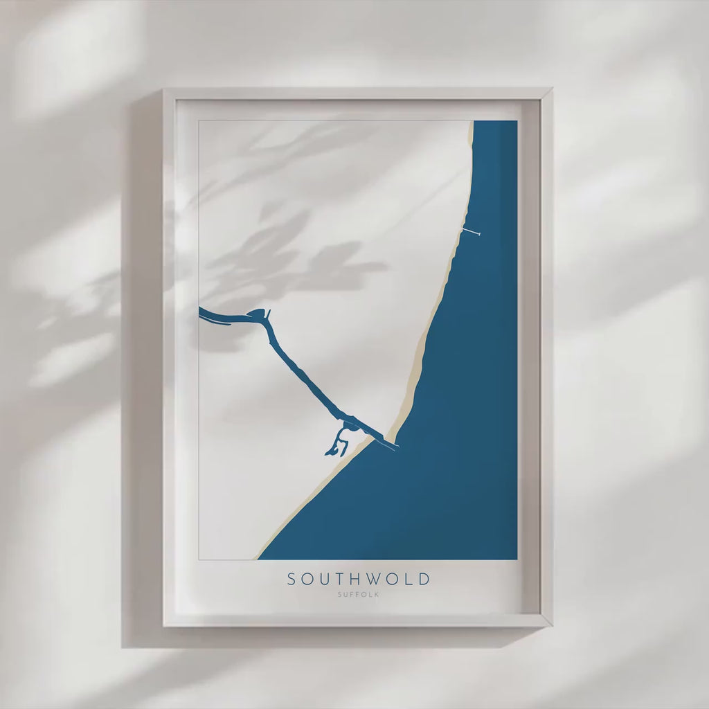 Southwold Art - Suffolk Map, Southwold Beach Map Art, Suffolk Coast, Suffolk Travel Print, River Blyth, Suffolk Gift UK