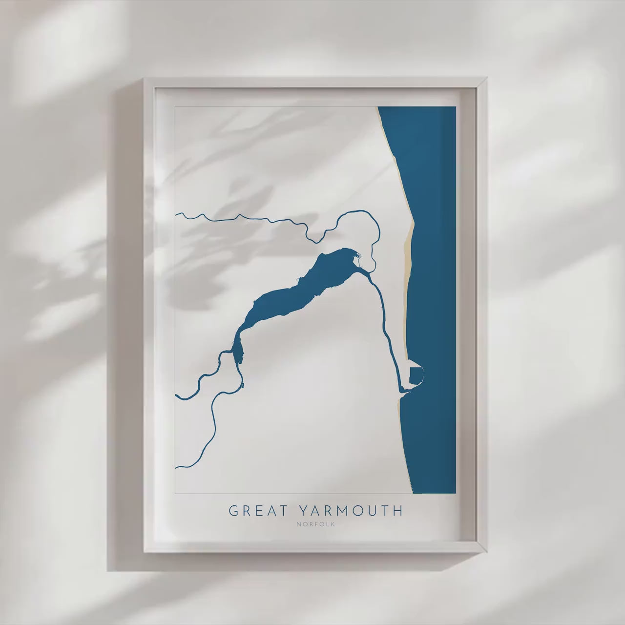 Great Yarmouth Map - Great Yarmouth Art Print, Norfolk Art, Great Yarmouth beach print, River Yare Map, UK, Norfolk Map, Norfolk Gift