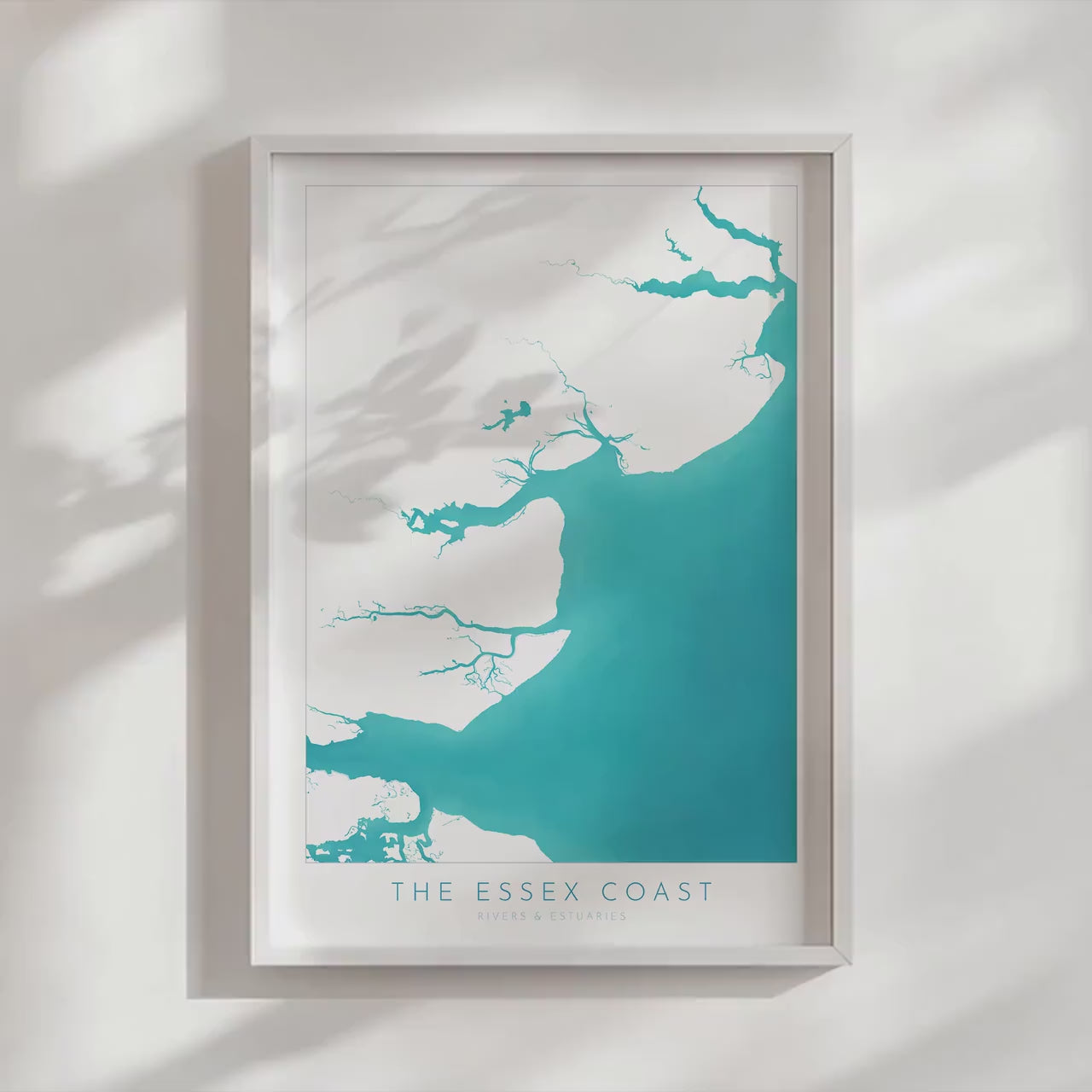 Essex Coastline Print - Essex Map Art, Essex Print, Coastal Print, Seaside Poster, Essex Coast, Colchester, Maldon, River Thames print, UK