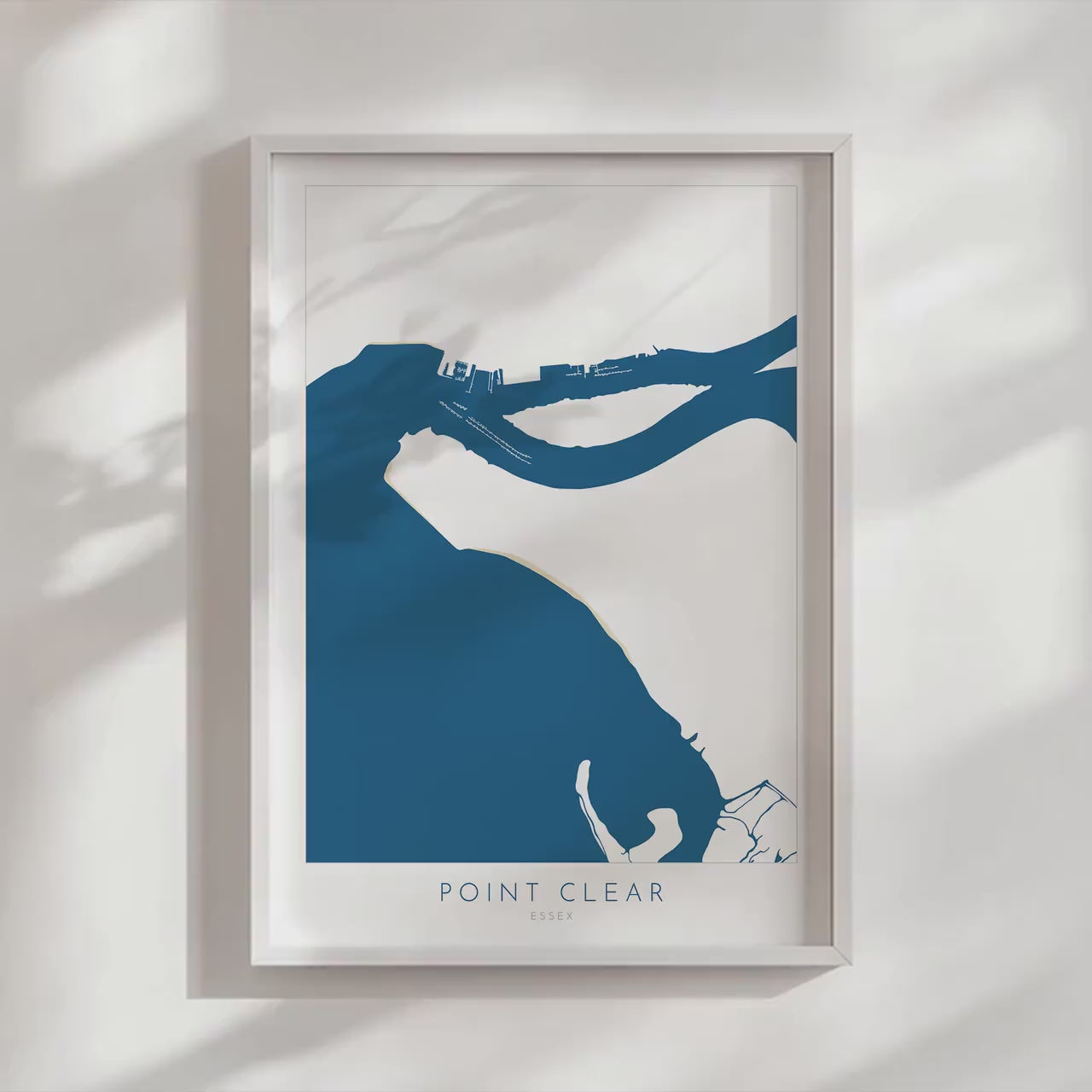 Point Clear Map Art - Essex Map, Point Clear Essex Art, Brightlingsea Map, Clacton-on-Sea UK, Colchester Map, Essex Art