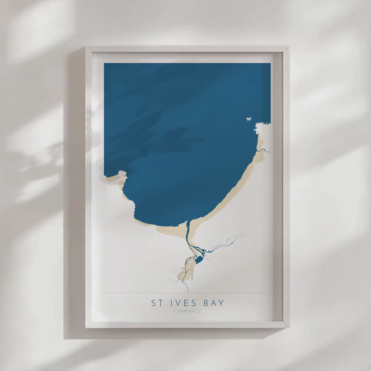 St Ives Bay Map Art - St Ives Beach Print, Hayle Map Art, Carbis Bay Art, Cornwall Beach Art, Cornwall Coast, Southwest Coast Path