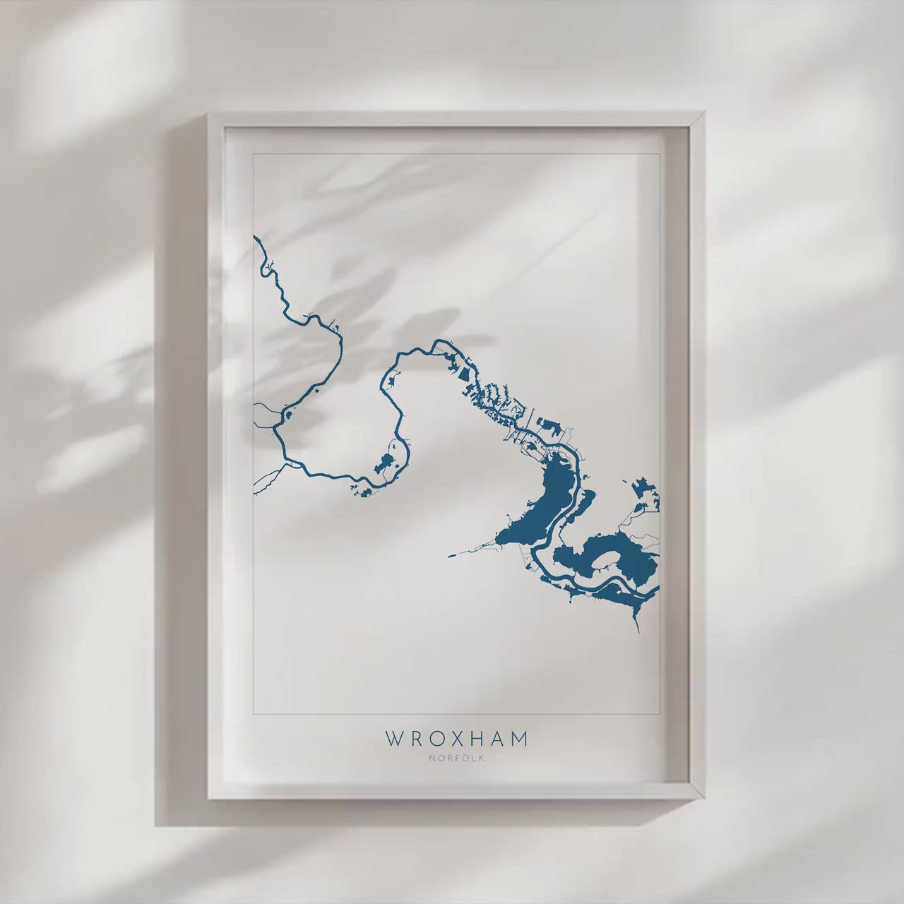 Wroxham Map - Norfolk Broads Map, Wroxham Norfolk Art Print, Hoveton Map, Norfolk UK, Norfolk Map, Wroxham Broad, Map Art, River Bure Map