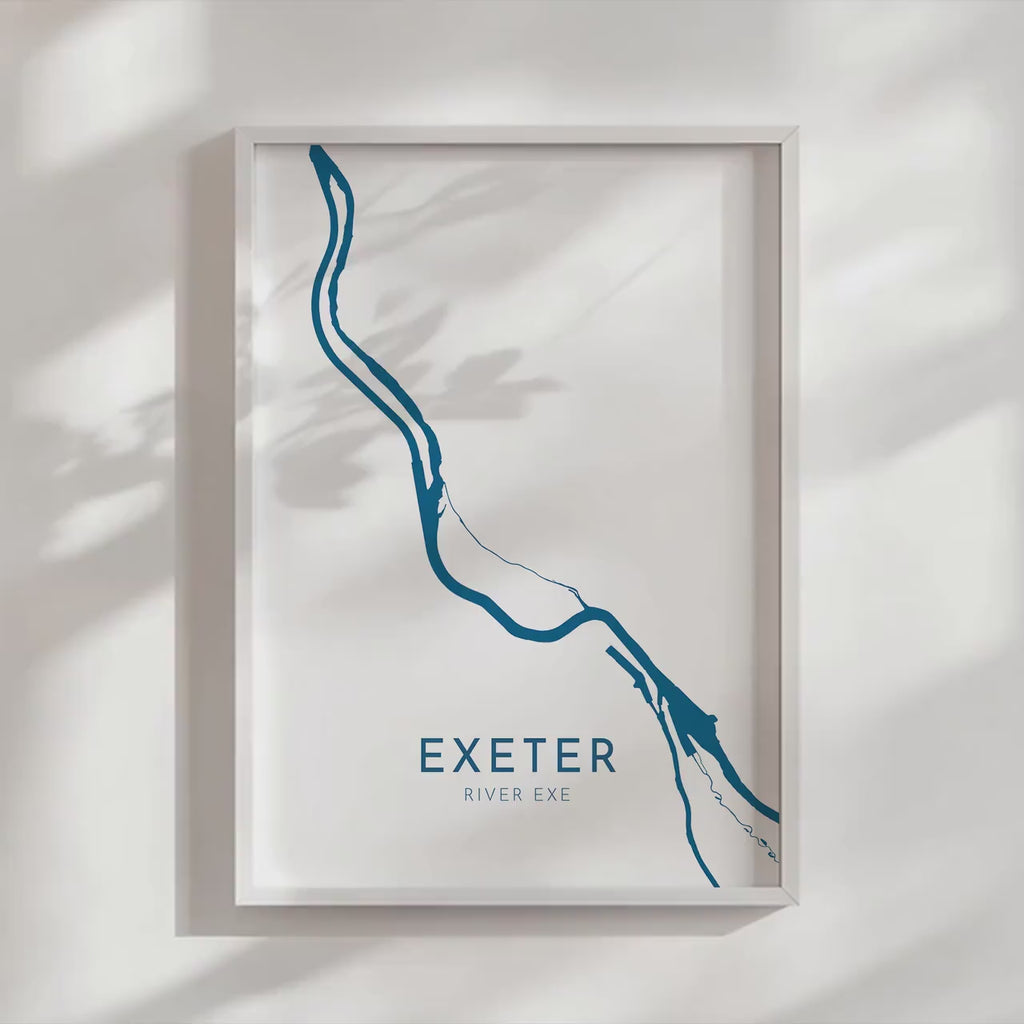Exeter Map Art - River Exe Map, Exeter Print, Exeter Gift, Devon Map, Exeter Travel Print, Nautical Décor, City Map Art, UK Cities