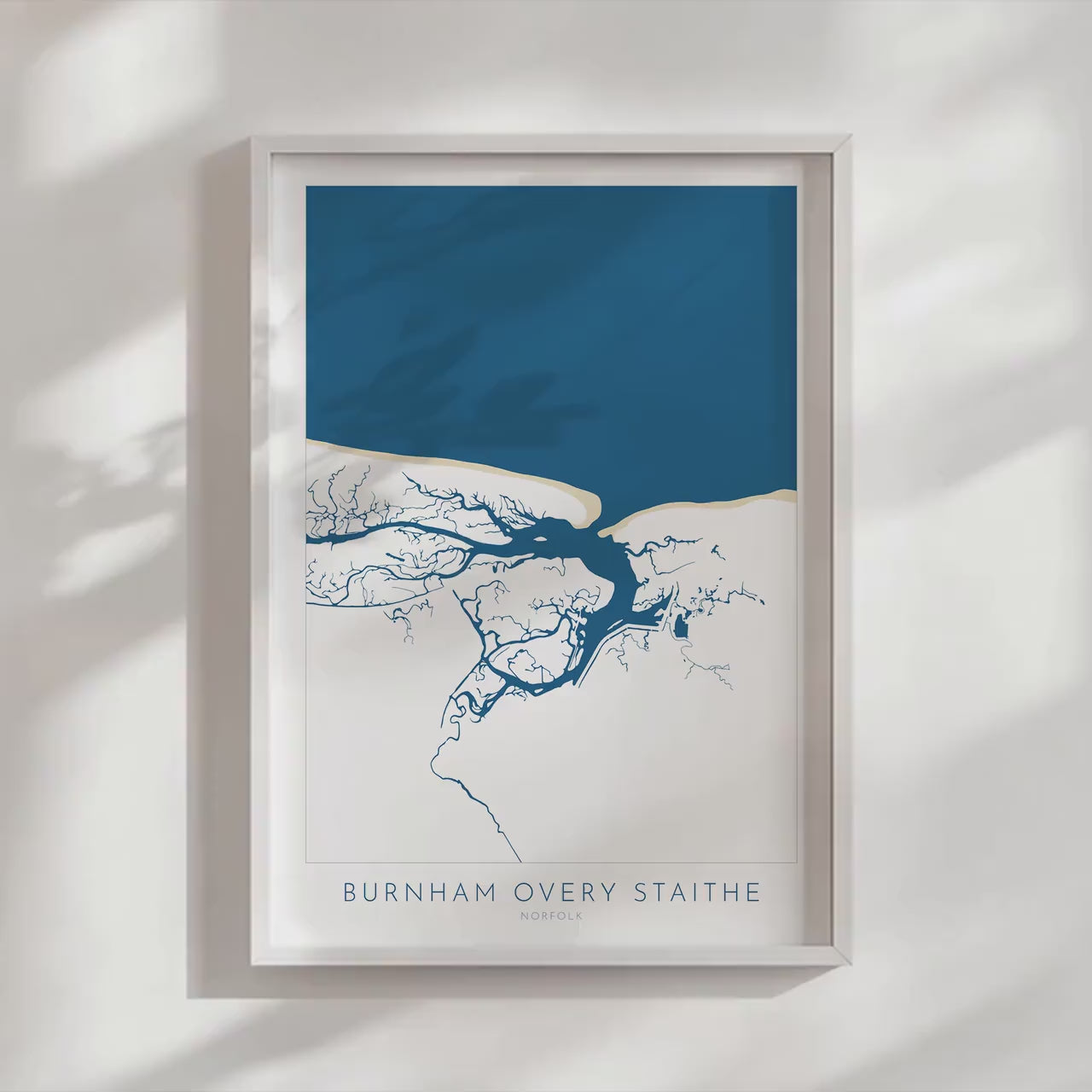 Burnham Overy Staithe Map Art - Norfolk Map, Burnham Overy Art Print, Norfolk Gift, North Norfolk Poster, North Norfolk Coast, Norfolk Beach