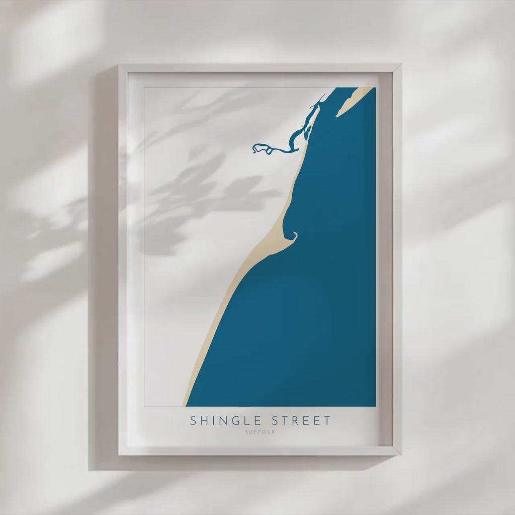 Shingle Street Map Art - Suffolk Map, Suffolk Print, Suffolk Coast Art, River Alde, Woodbridge Map, Suffolk Travel Print, Woodbridge Print