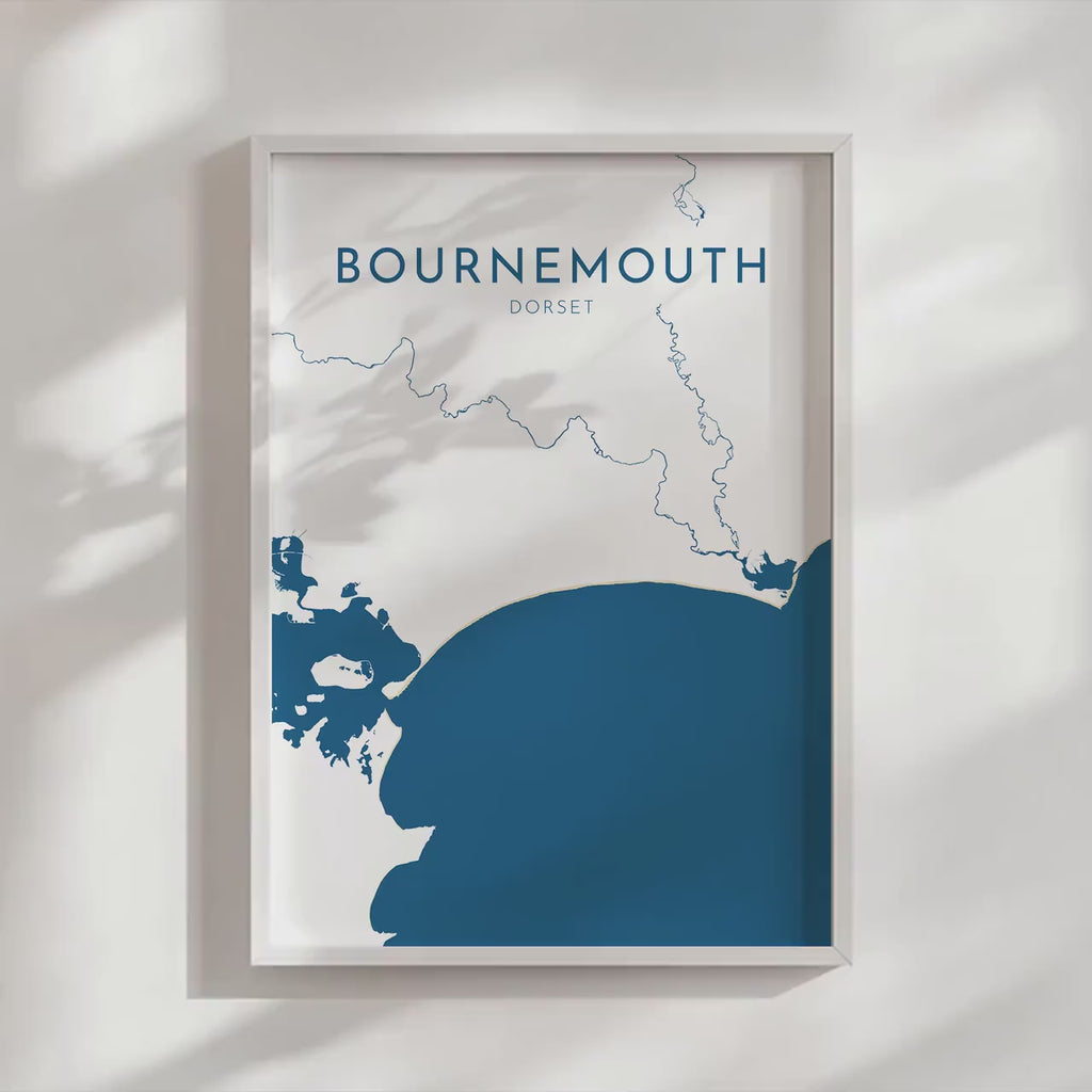 Bournemouth Map Art - Bournemouth Dorset Map Art, Bournemouth Beach Print, Poole Dorset Map, UK, Bournemouth Travel Print, Dorset Art Print