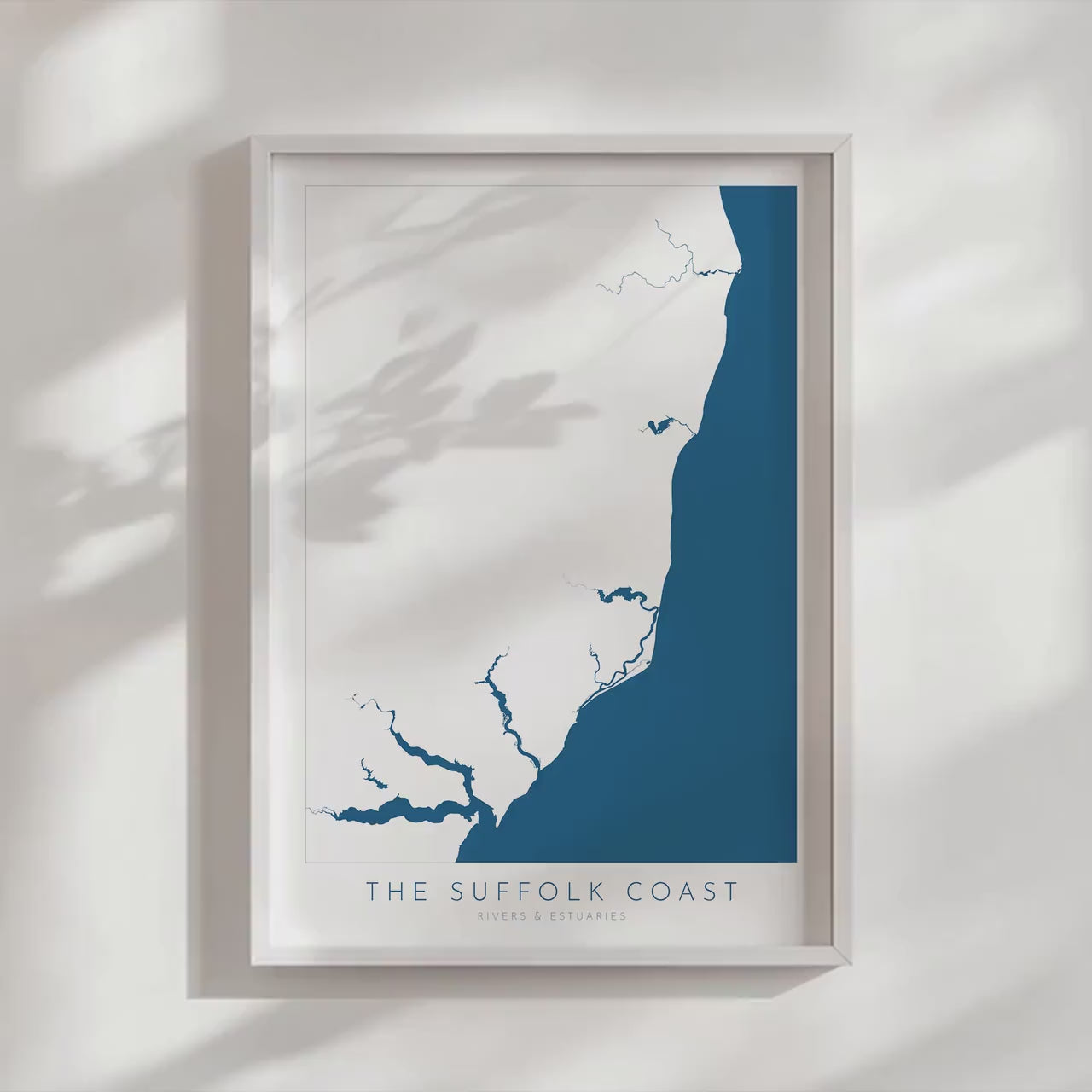 Suffolk Coast Map Art - Suffolk Map, Suffolk Coast Art, River Map, Suffolk Travel Print, River Orwell, River Deben, River Alde, River Blyth