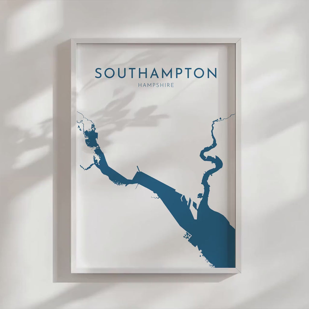 Southampton Map Art - Southampton Water Map Art, Southampton Rivers UK Map Art, Southampton Travel Print, Hampshire Map, UK City Map Art